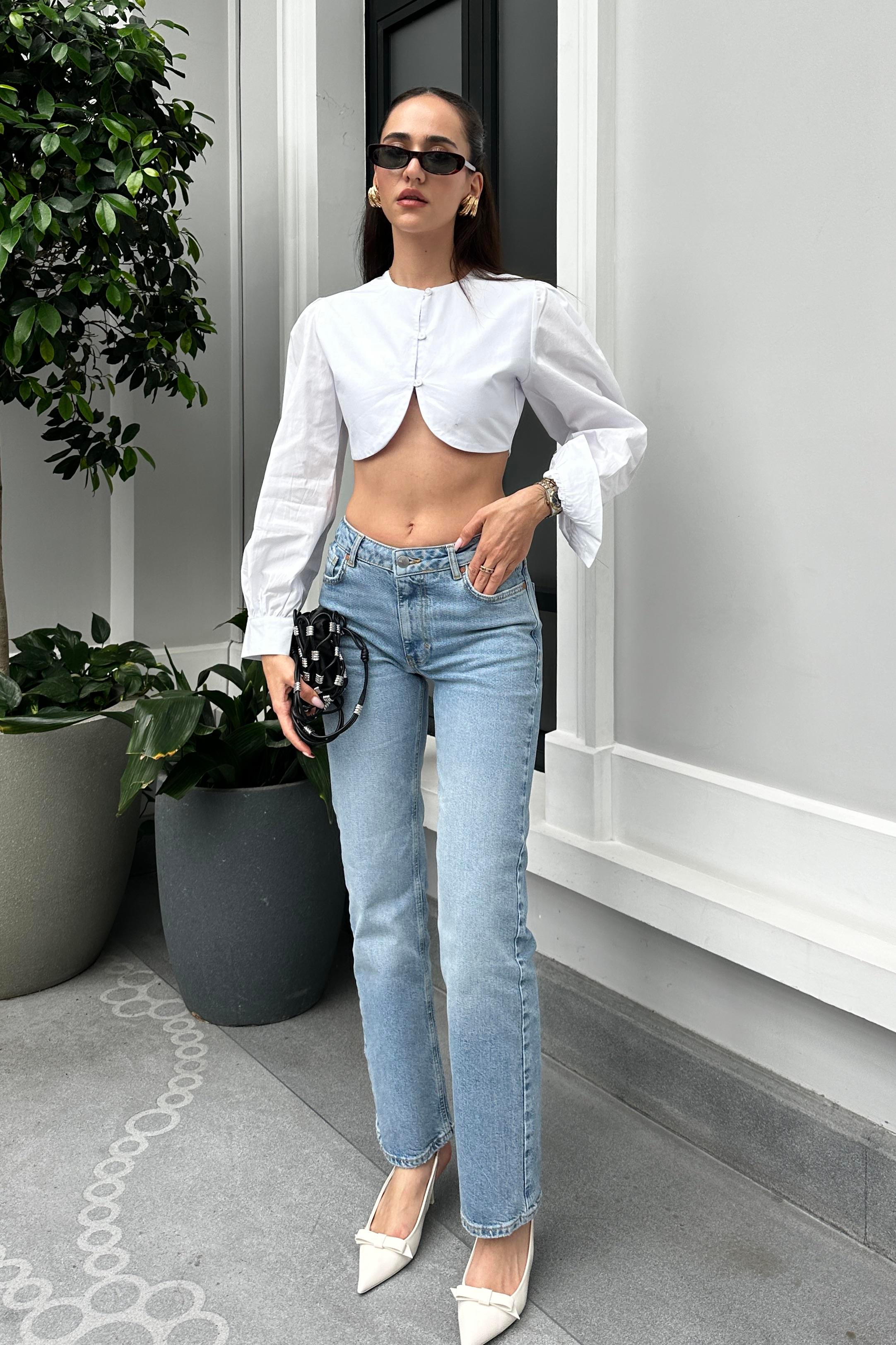 Açık Mavi Straight Premium Jean - Kadın Jeans Modelleri - Nazliye Moda - Kadın Giyim Modası