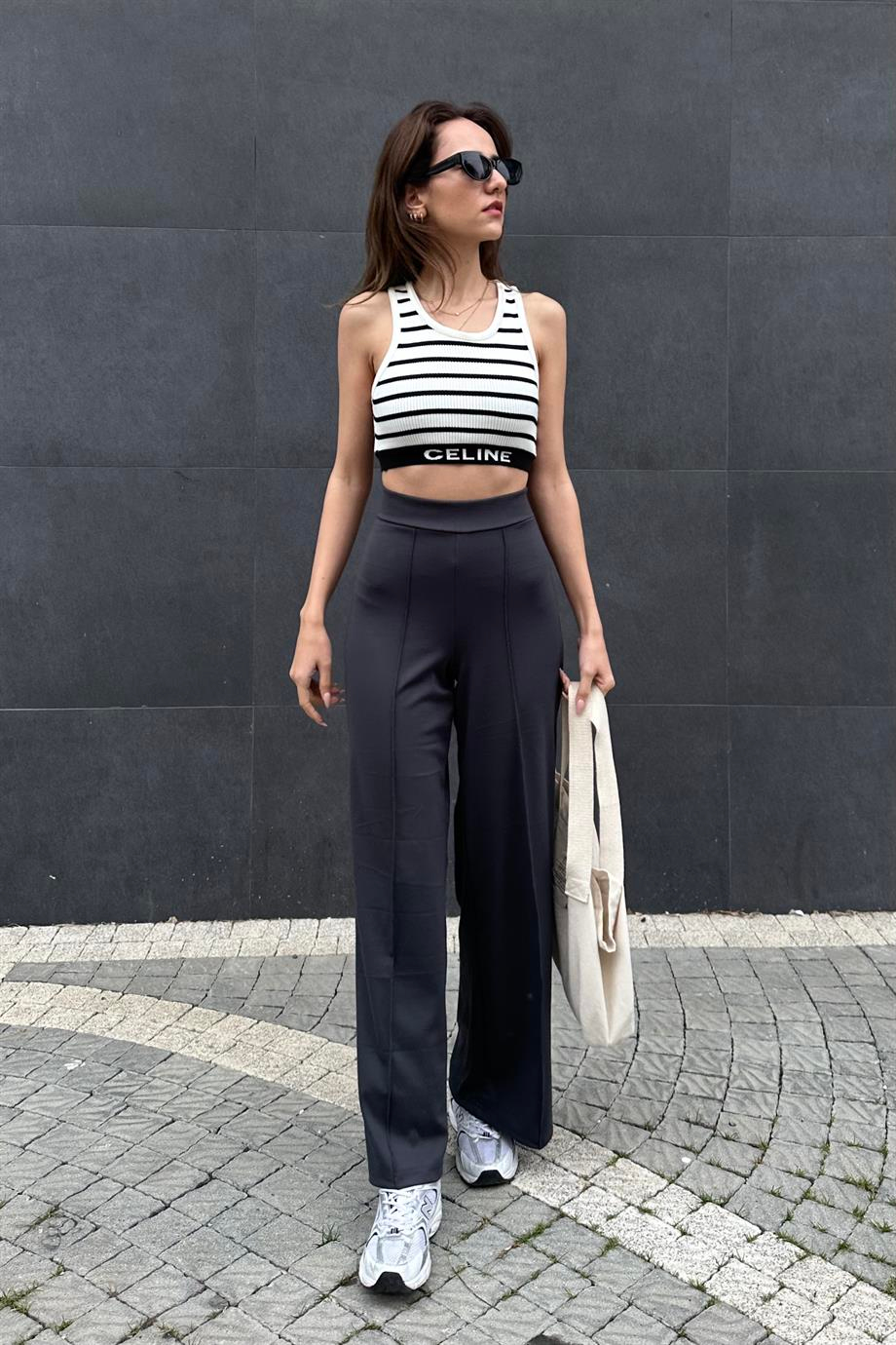 Antrasit Likralı Modal Pantolon - Kadın Pantolon Modelleri - Nazliye Moda | Kadın Giyim Modası