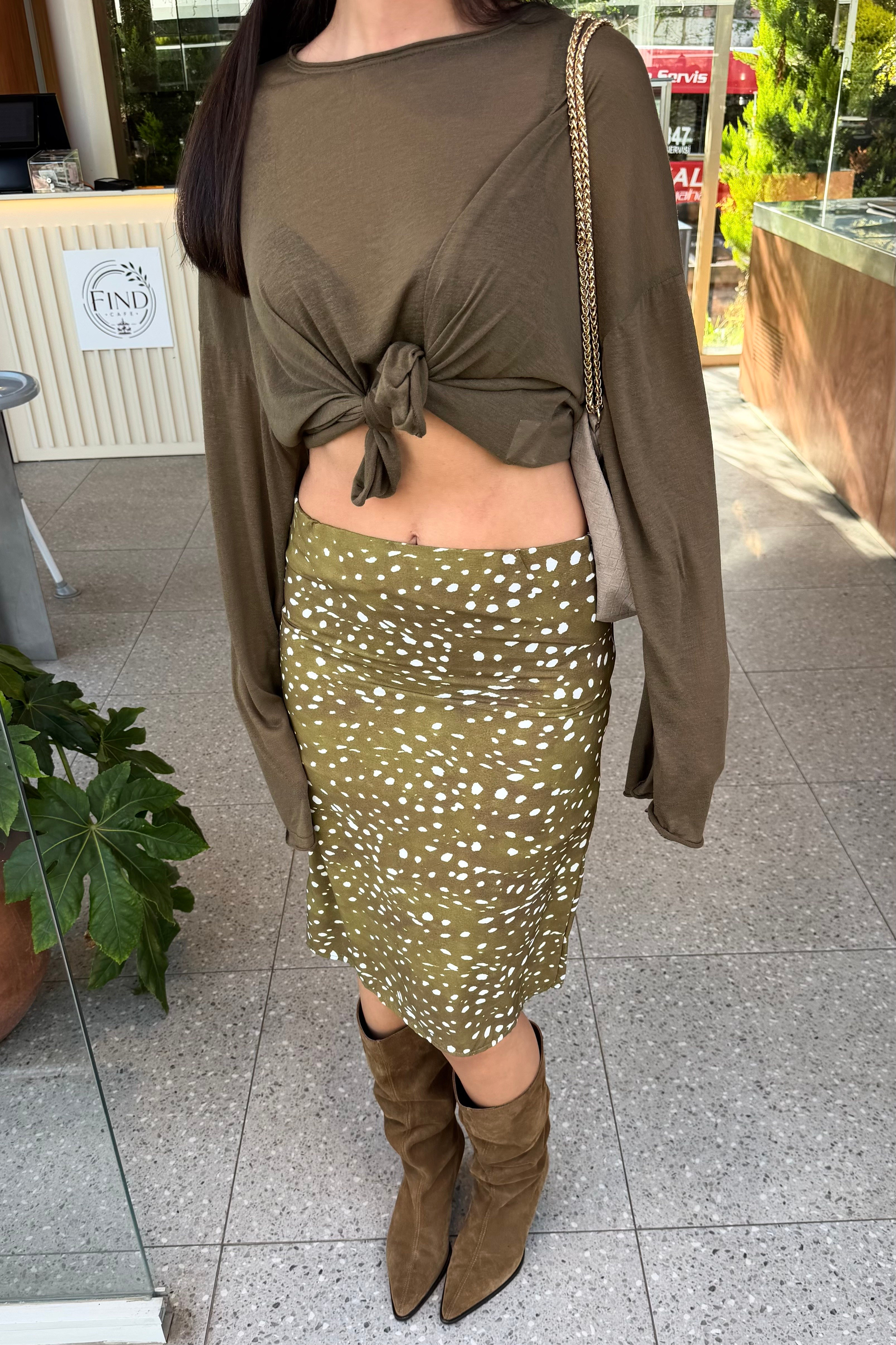 Bambi Desen Midi Etek - Kadın Etek Modelleri - Nazliye Moda | Kadın Giyim Modası