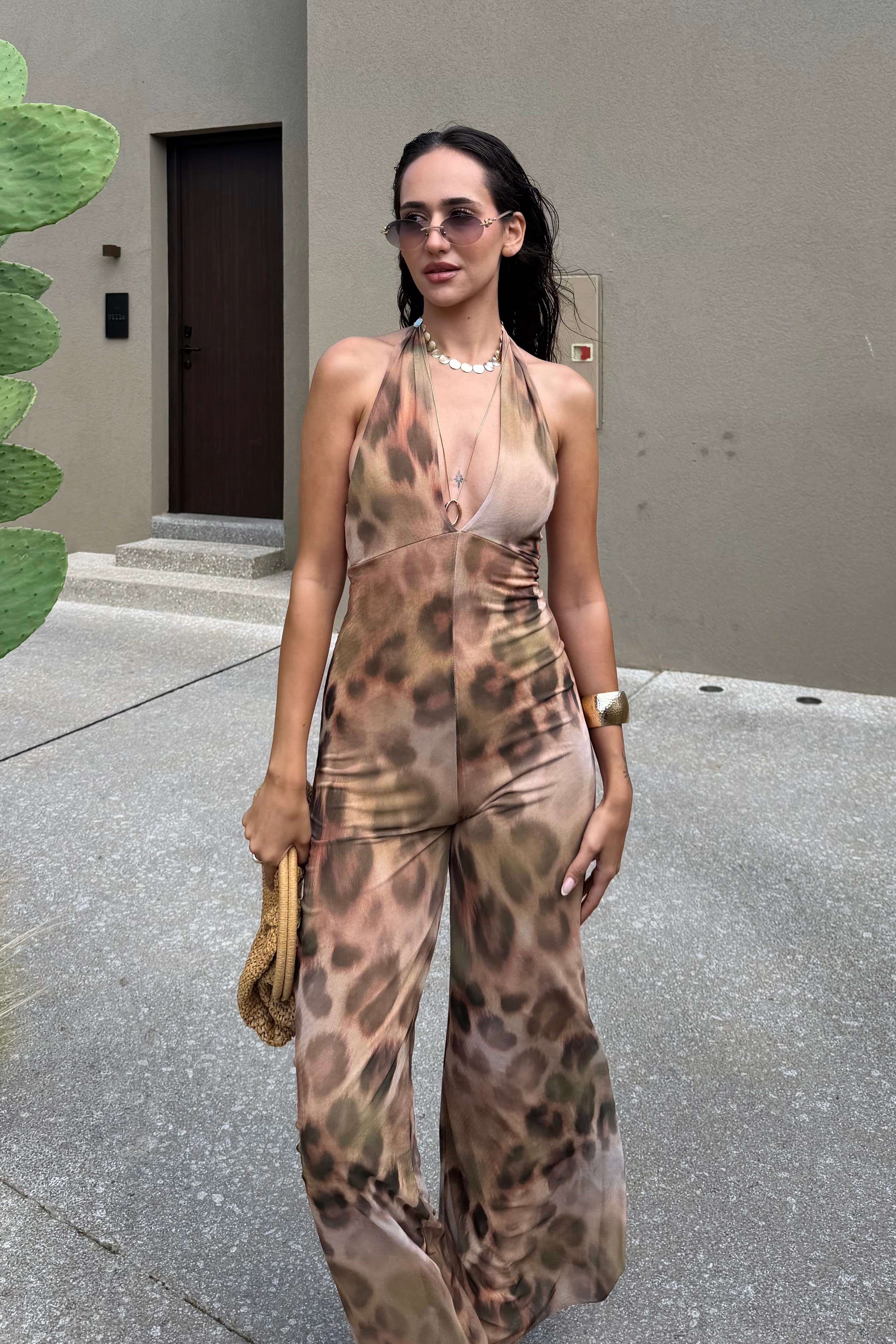 Batik Desen Dekolte Tül Tulum - Kadın Saloped & Tulum Modelleri - Nazliye Moda | Kadın Giyim Modası