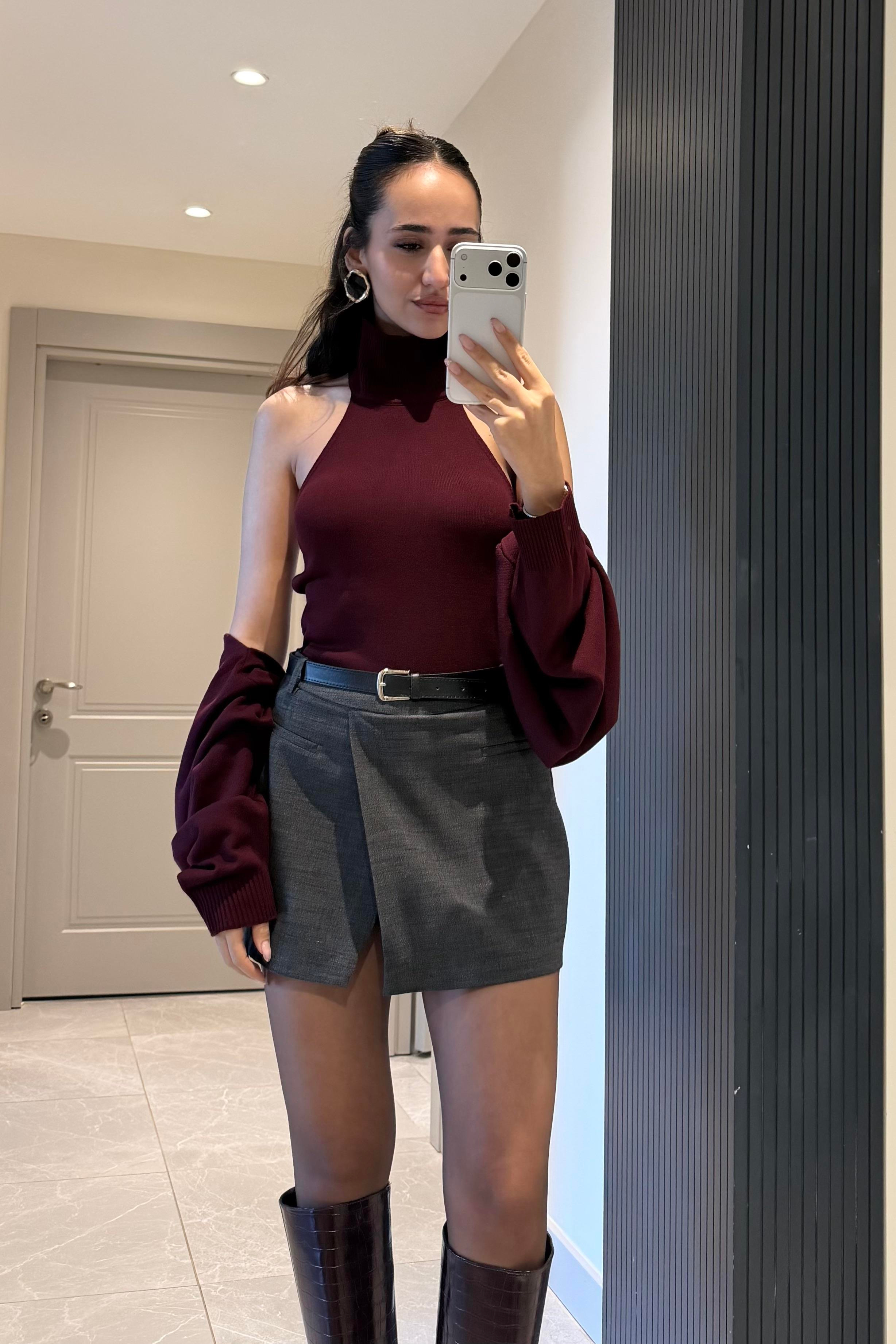 Bordo Bolero Triko Takım - Kadın Takım Modelleri - Nazliye Moda | Kadın Giyim Modası