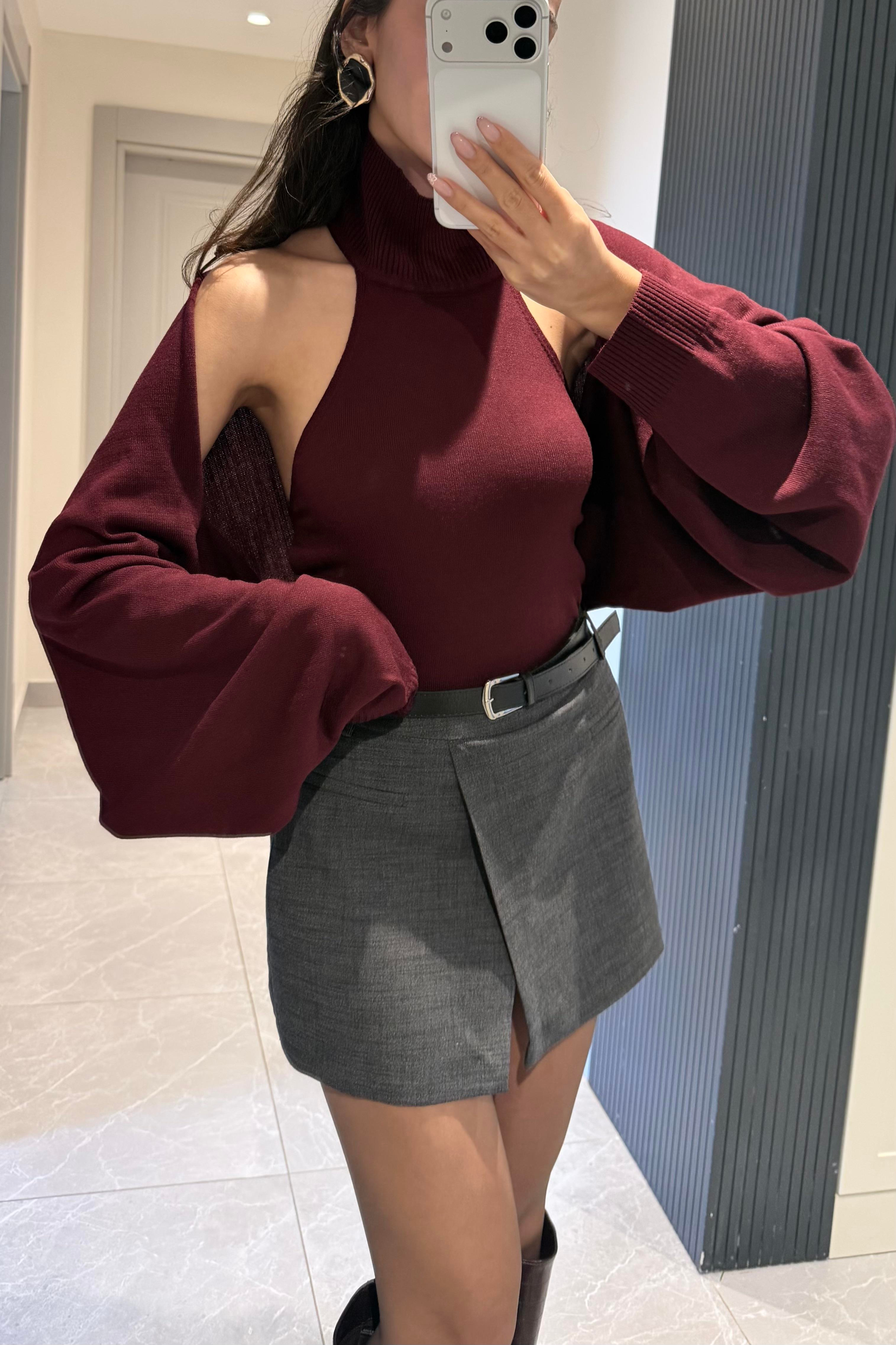 Bordo Bolero Triko Takım - Kadın Takım Modelleri - Nazliye Moda | Kadın Giyim Modası