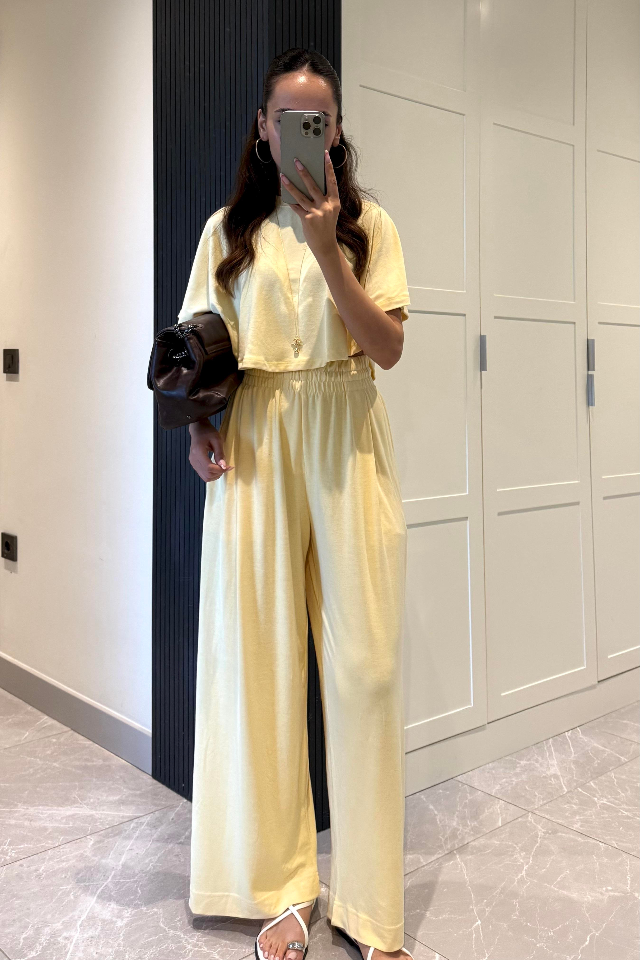 Butter Yellow Modal Takım - Kadın Outfit Sets Modelleri - Nazliye Moda | Kadın Giyim Modası