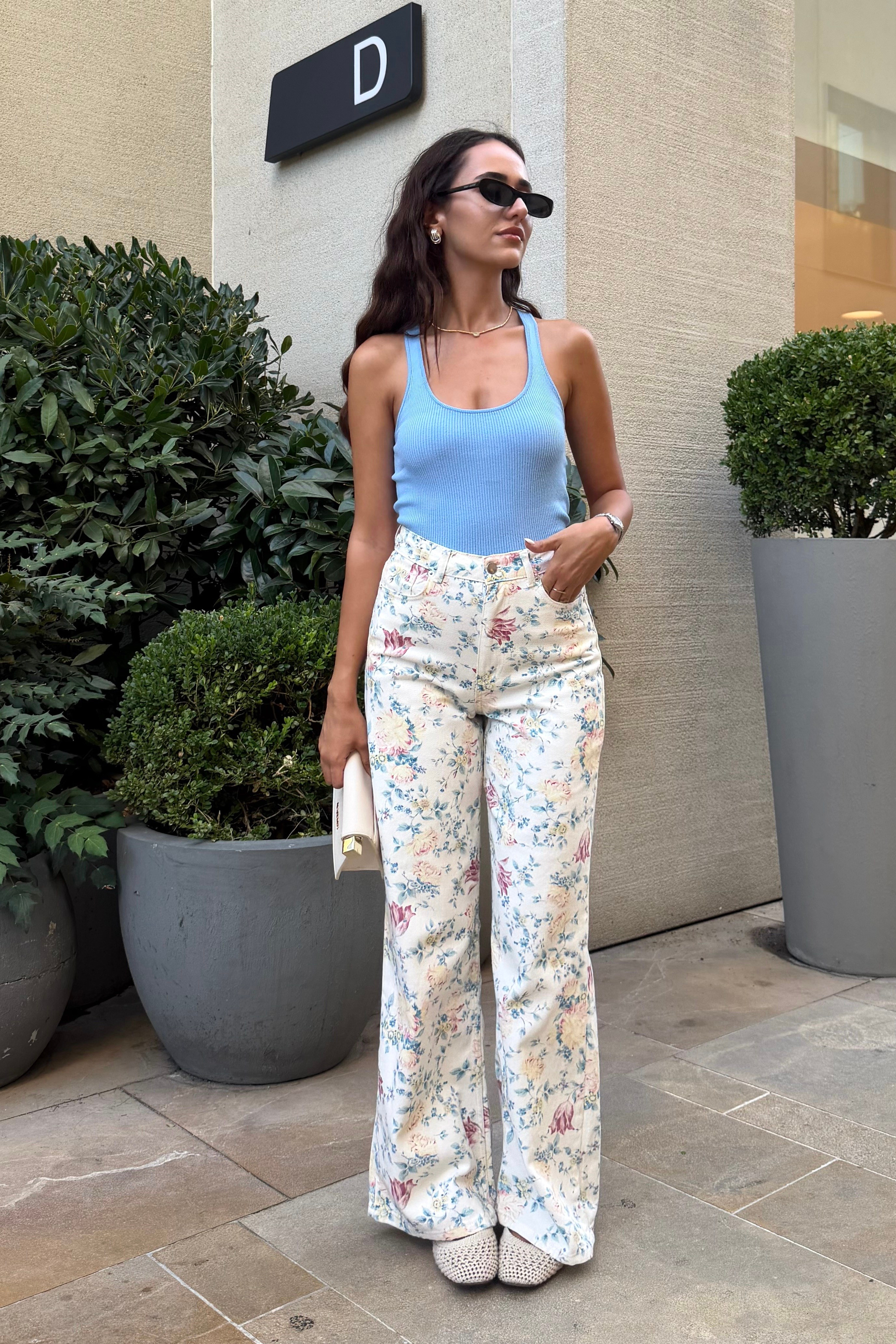 Çiçek Baskılı Straight Jean - Kadın Jean Modelleri - Nazliye Moda | Kadın Giyim Modası