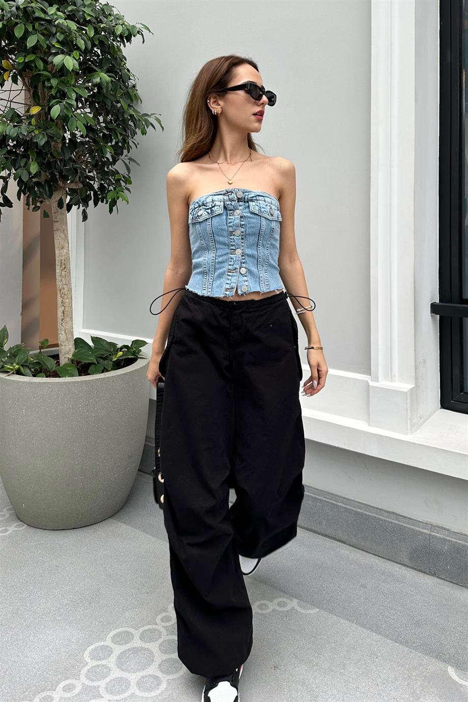 Denim Korse Büstiyer - Kadın Büstiyer Modelleri - Nazliye Moda | Kadın Giyim Modası