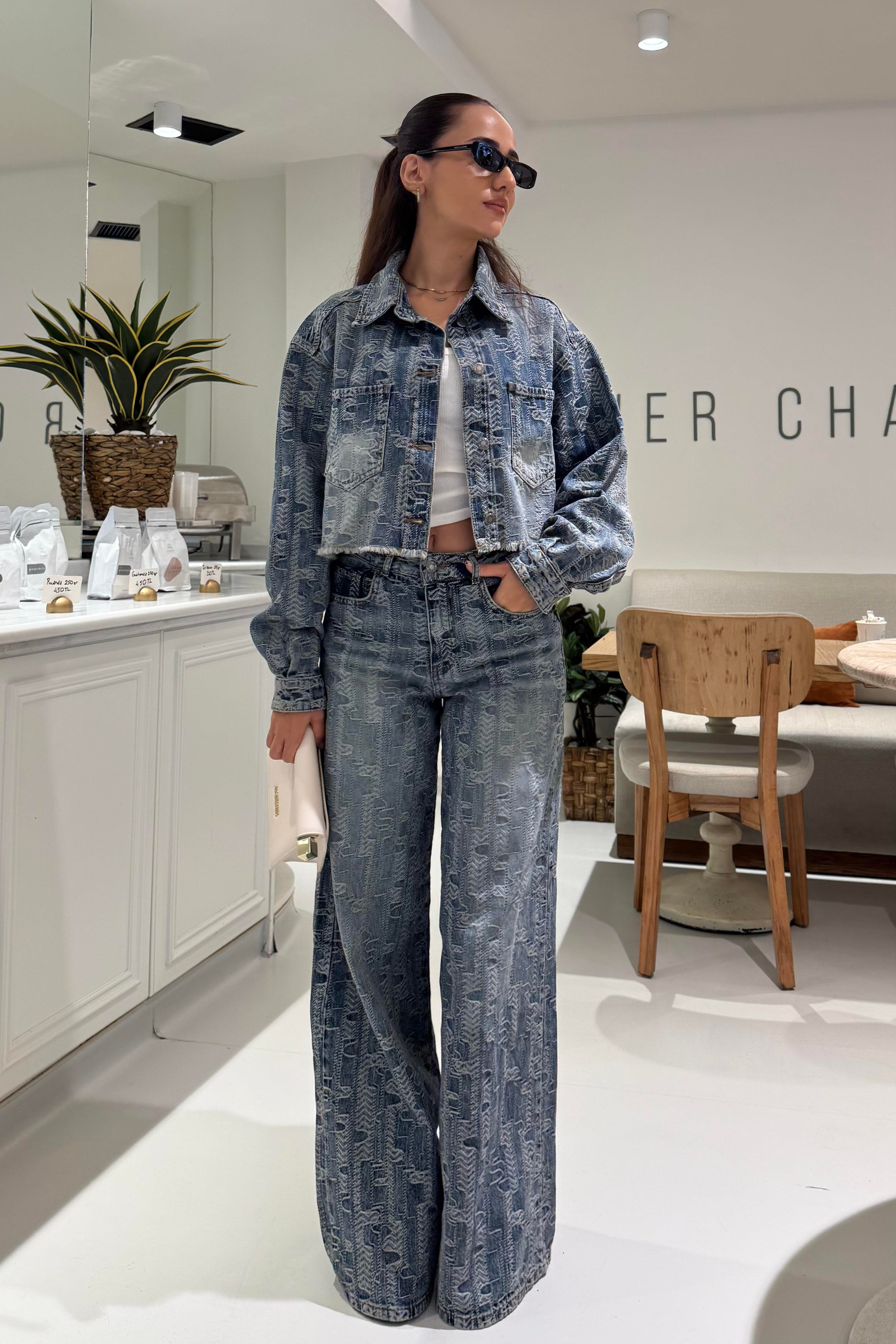 Desenli Denim Kumaş Premium Jean - Kadın Jean Modelleri - Nazliye Moda | Kadın Giyim Modası