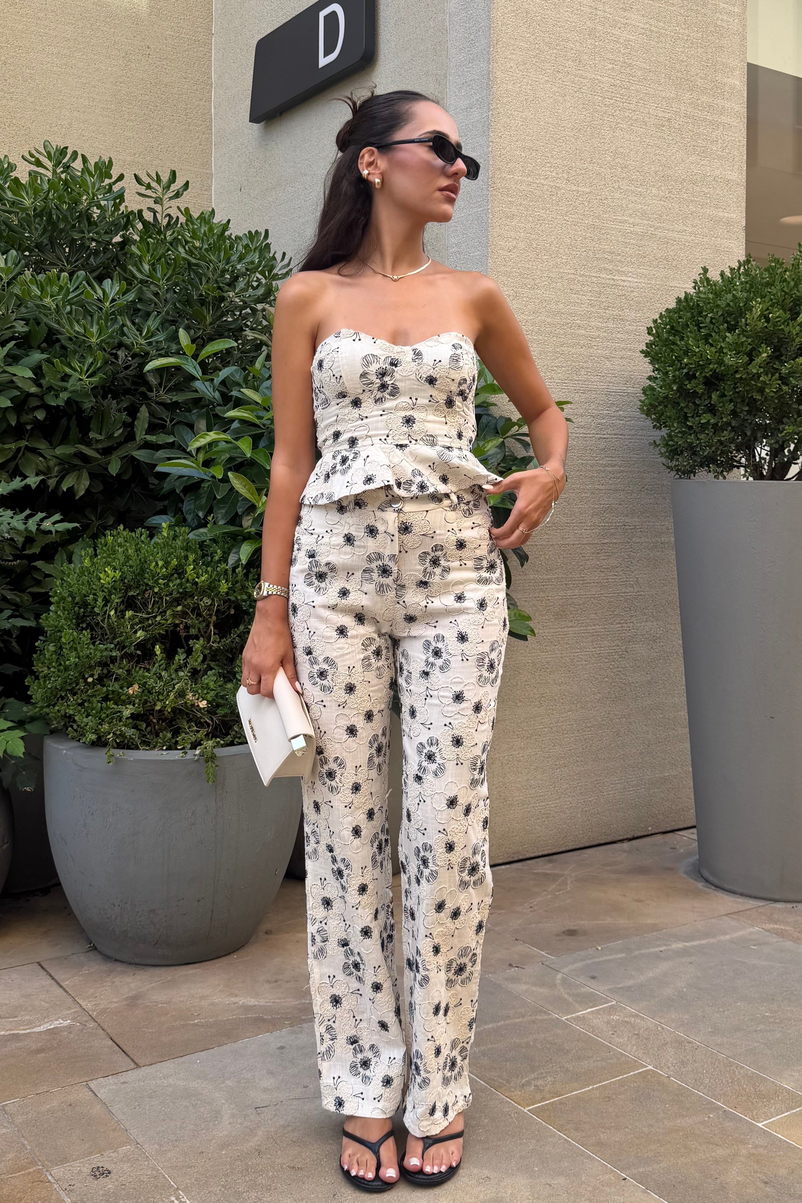 Ekru Çiçek Baskılı Premium Takım - Kadın Takım Modelleri - Nazliye Moda | Kadın Giyim Modası