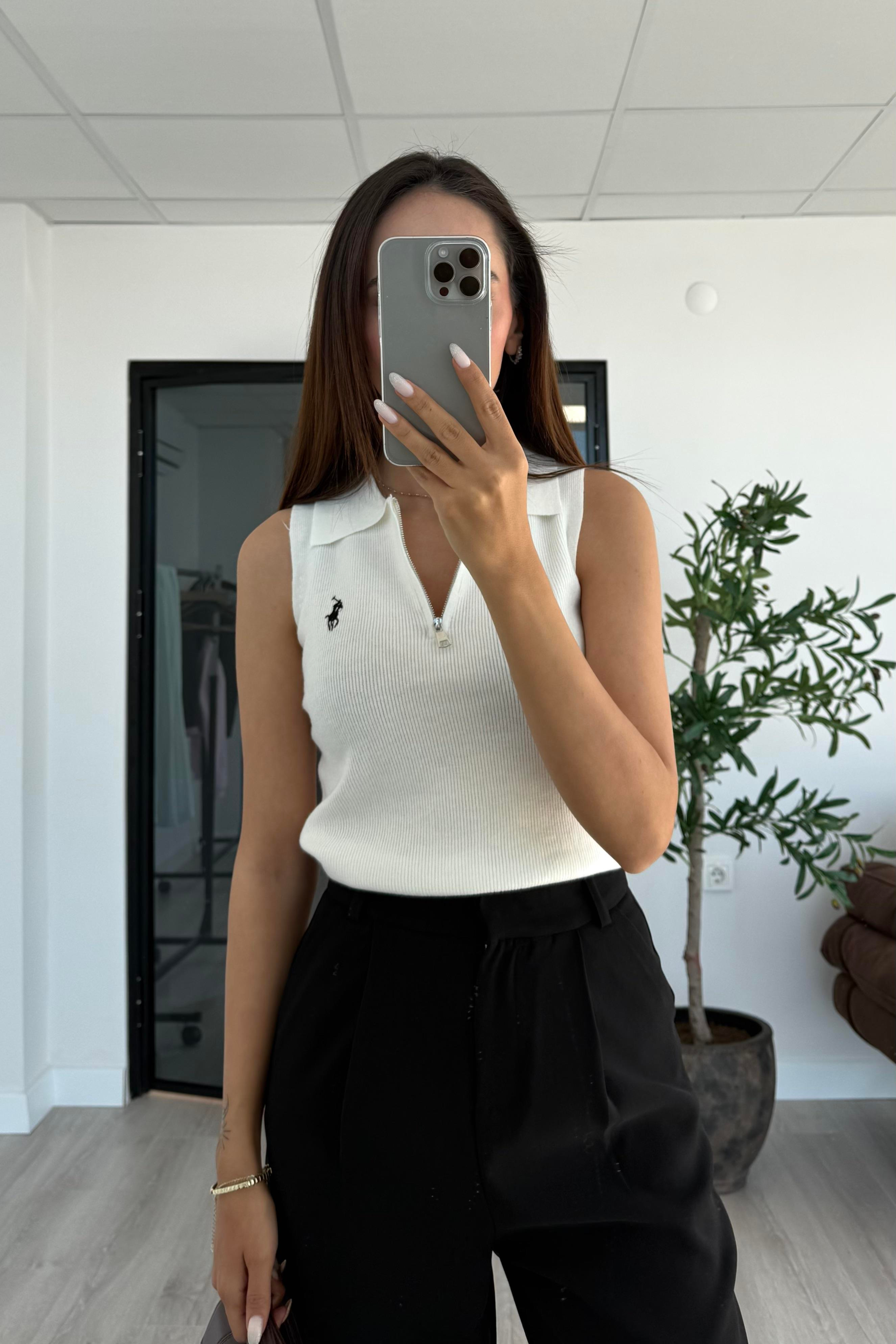 Ekru Kolsuz Triko Basic Bluz - Kadın Blouses Modelleri - Nazliye Moda | Kadın Giyim Modası
