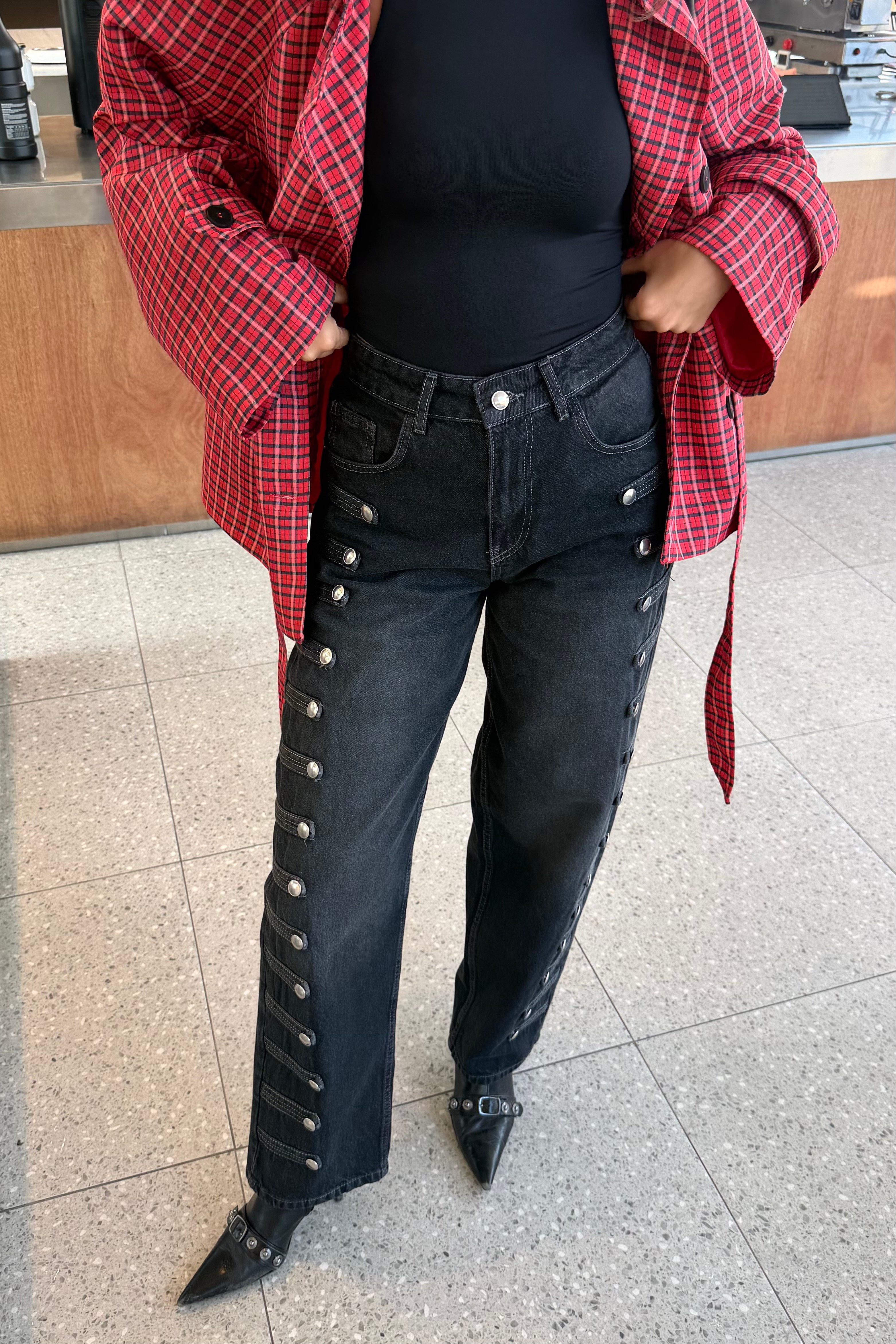 Füme Napolyon Baggy Jean - Kadın Jean Modelleri - Nazliye Moda | Kadın Giyim Modası