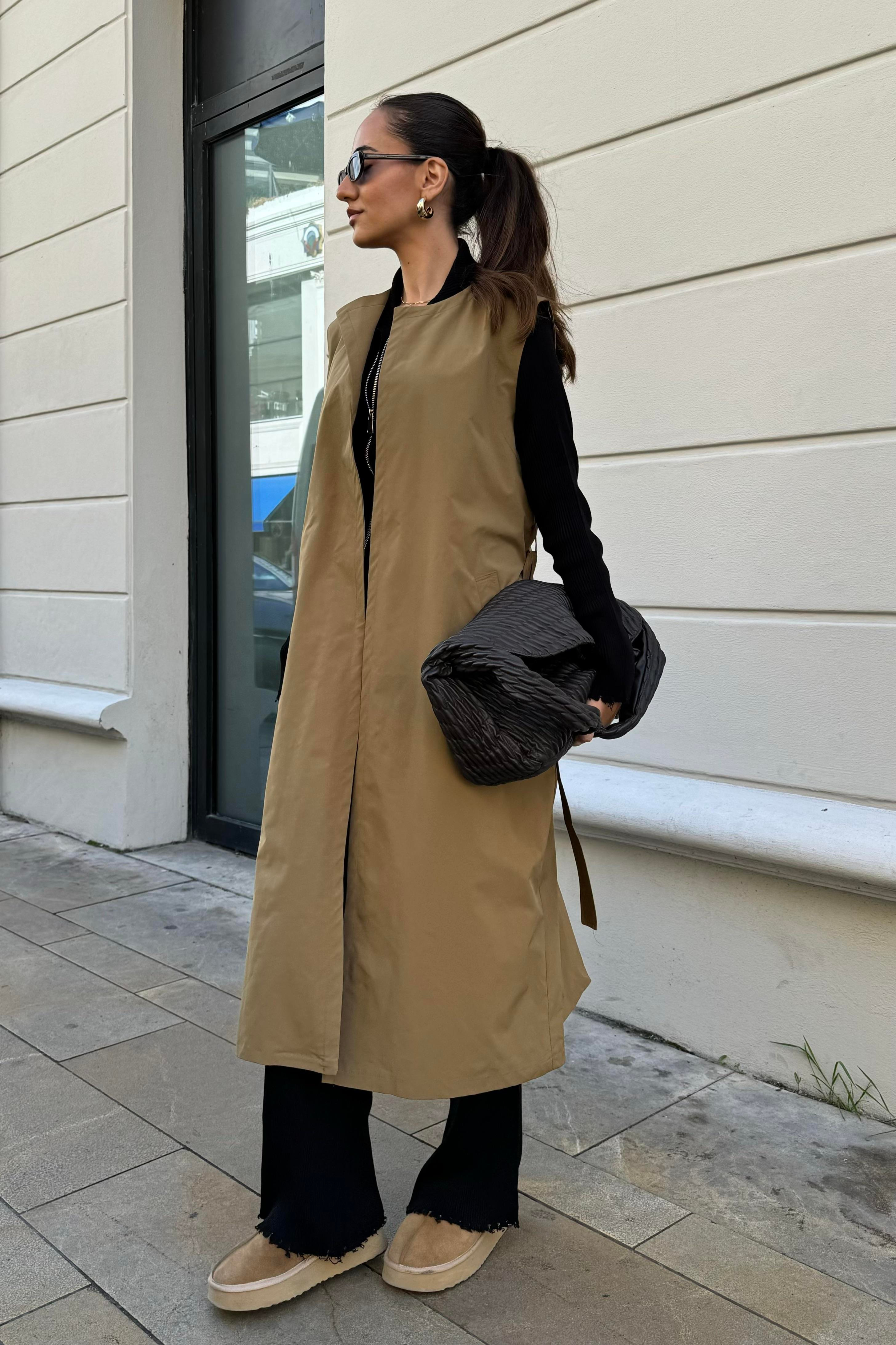 Haki Nazliye Tasarım Trençkot - Kadın Trençkot Modelleri - Nazliye Moda | Kadın Giyim Modası