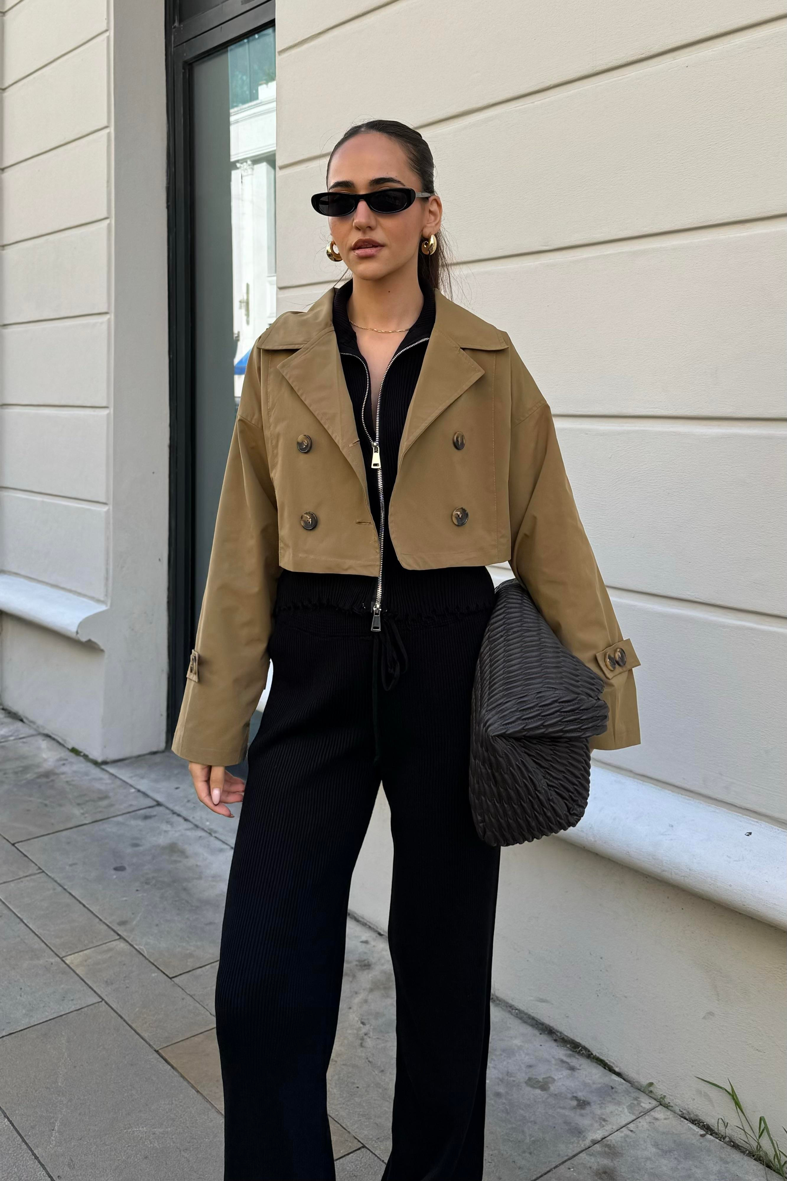 Haki Nazliye Tasarım Trençkot - Kadın Trençkot Modelleri - Nazliye Moda | Kadın Giyim Modası