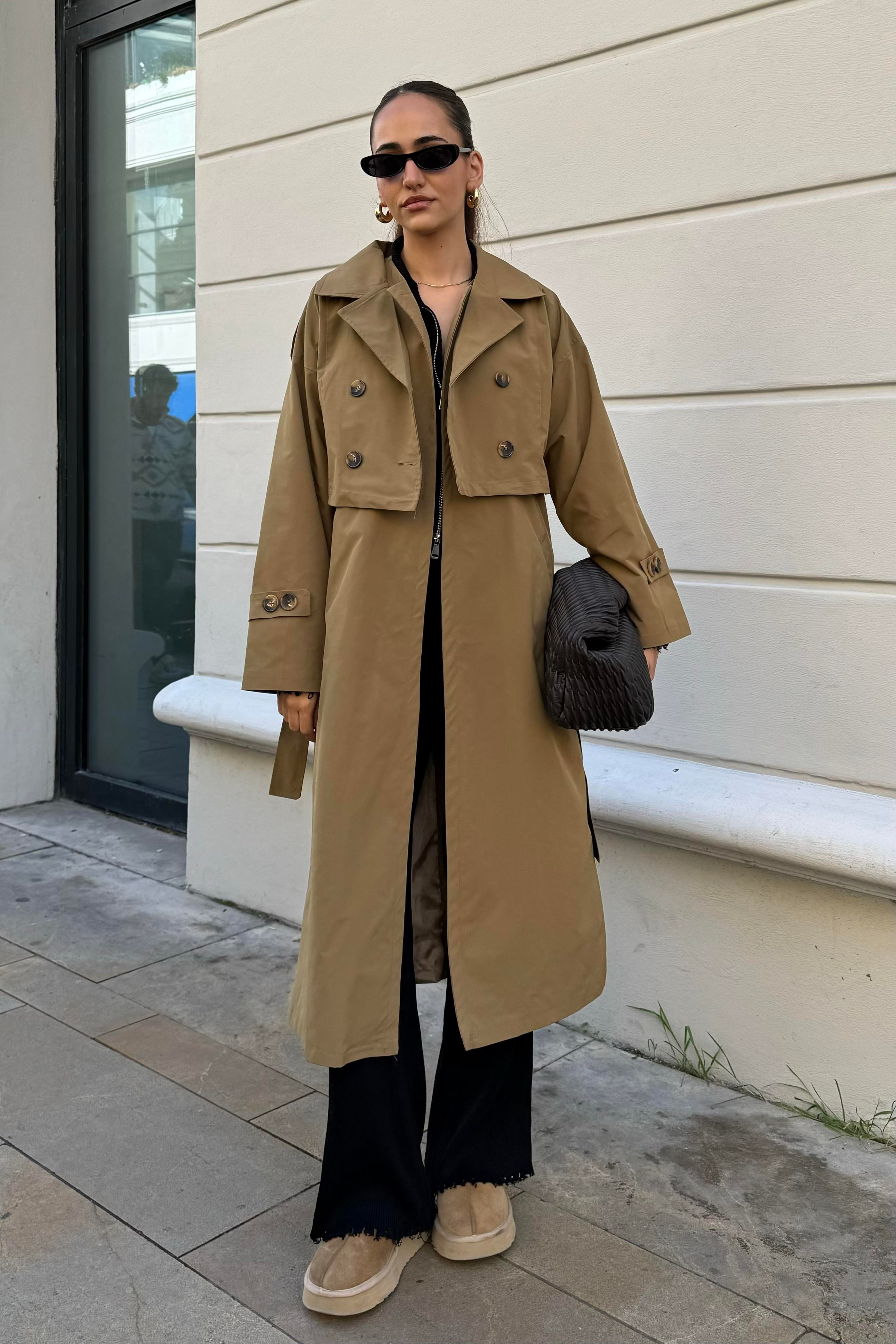 Haki Nazliye Tasarım Trençkot - Kadın Trençkot Modelleri - Nazliye Moda | Kadın Giyim Modası