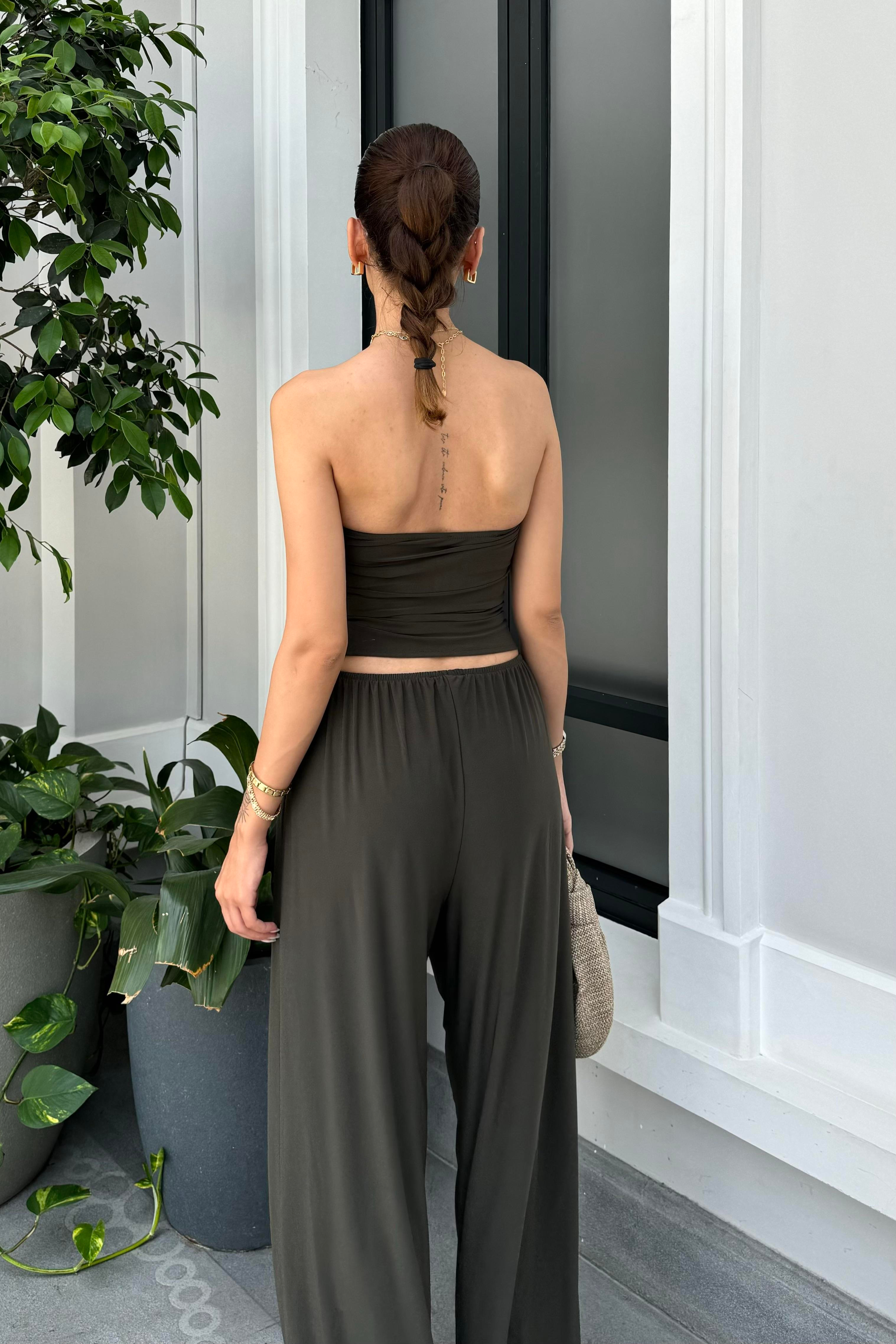 Haki Pantolon Bluz Takım - Kadın Takım Modelleri - Nazliye Moda - Kadın Giyim Modası