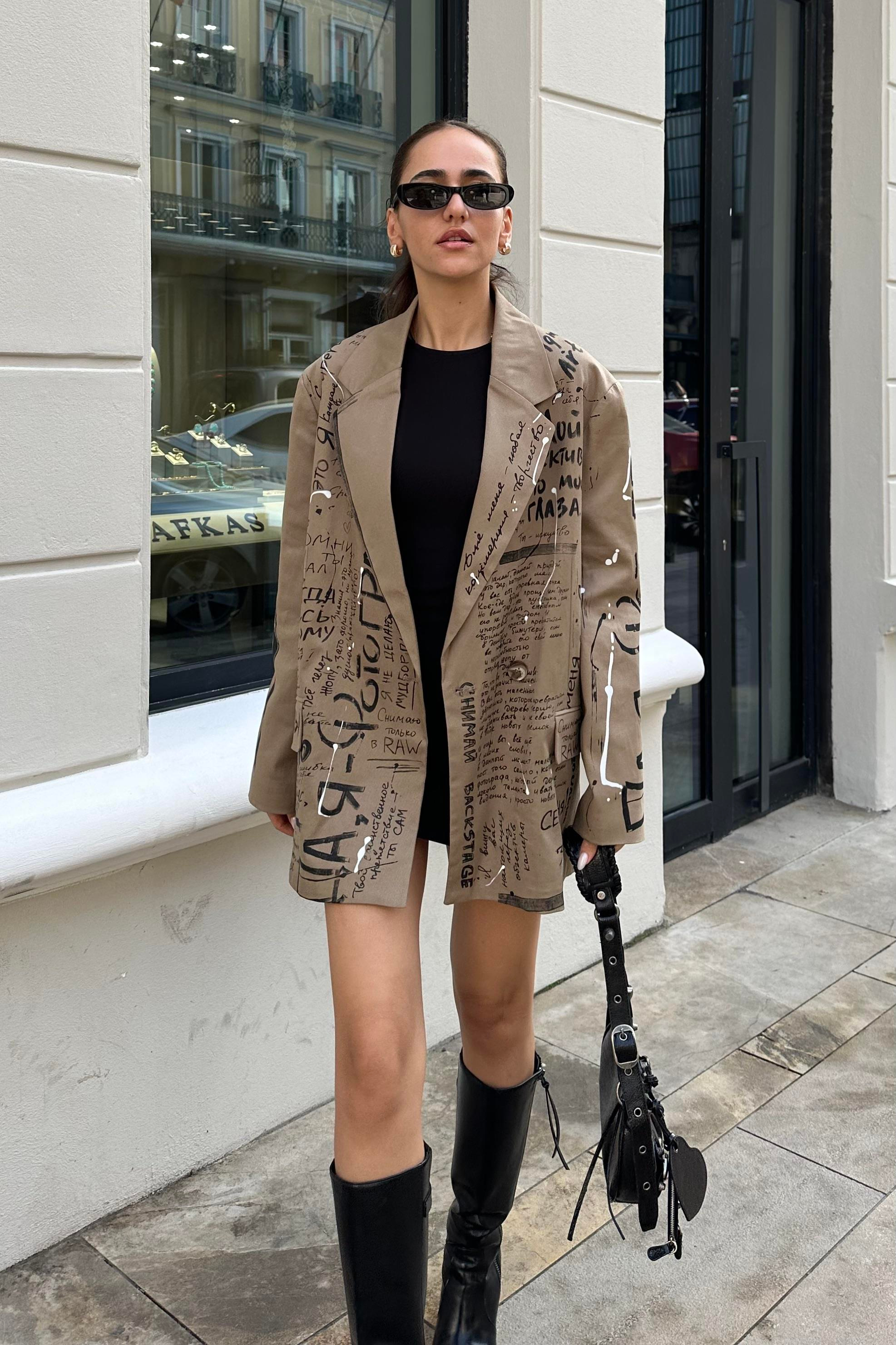 Haki Tasarım Oversize Blazer Ceket - Kadın Blazer Ceket Modelleri - Nazliye Moda - Kadın Giyim Modası