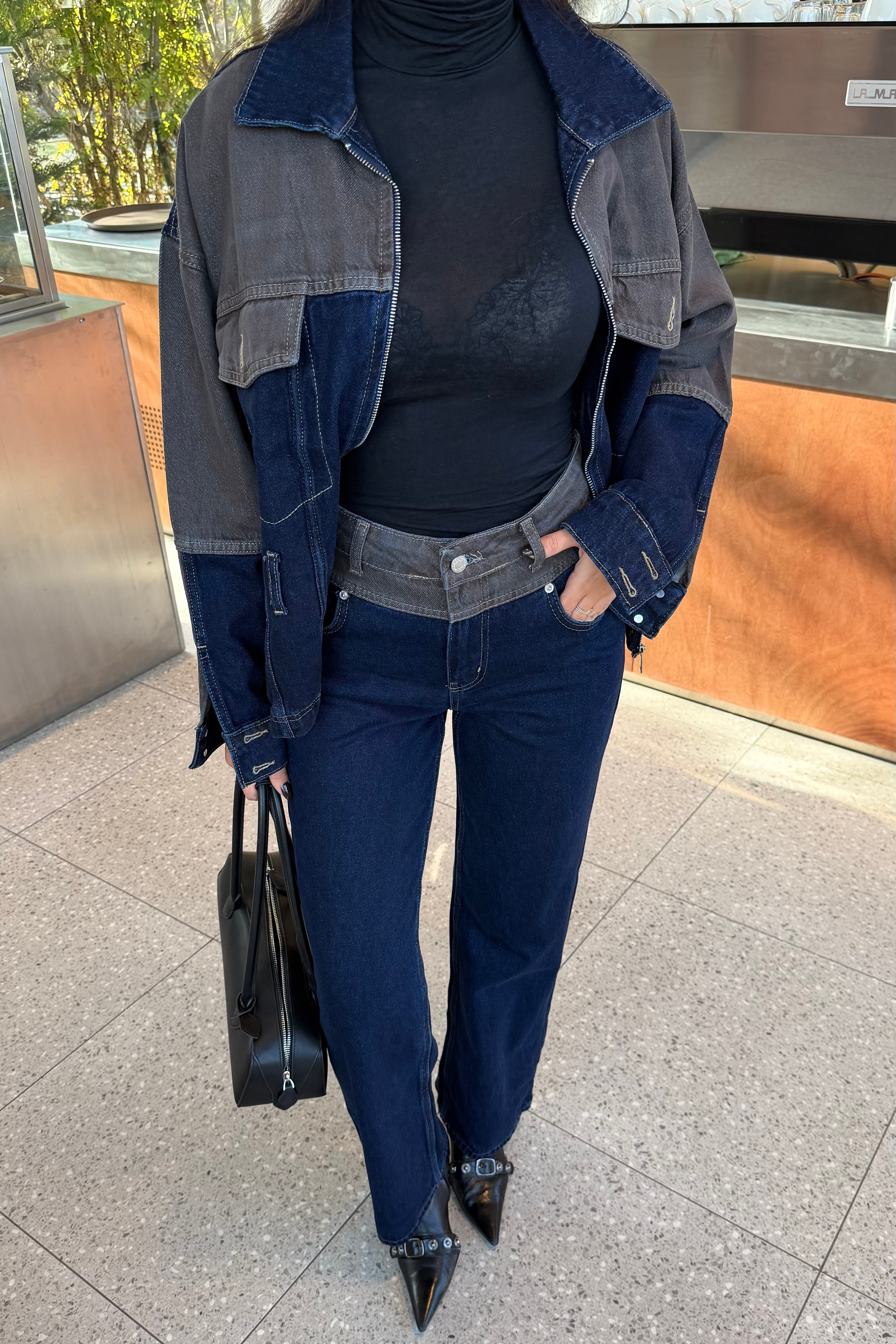 İndigo Kemer Detaylı Denim Takım - Kadın Takım Modelleri - Nazliye Moda | Kadın Giyim Modası