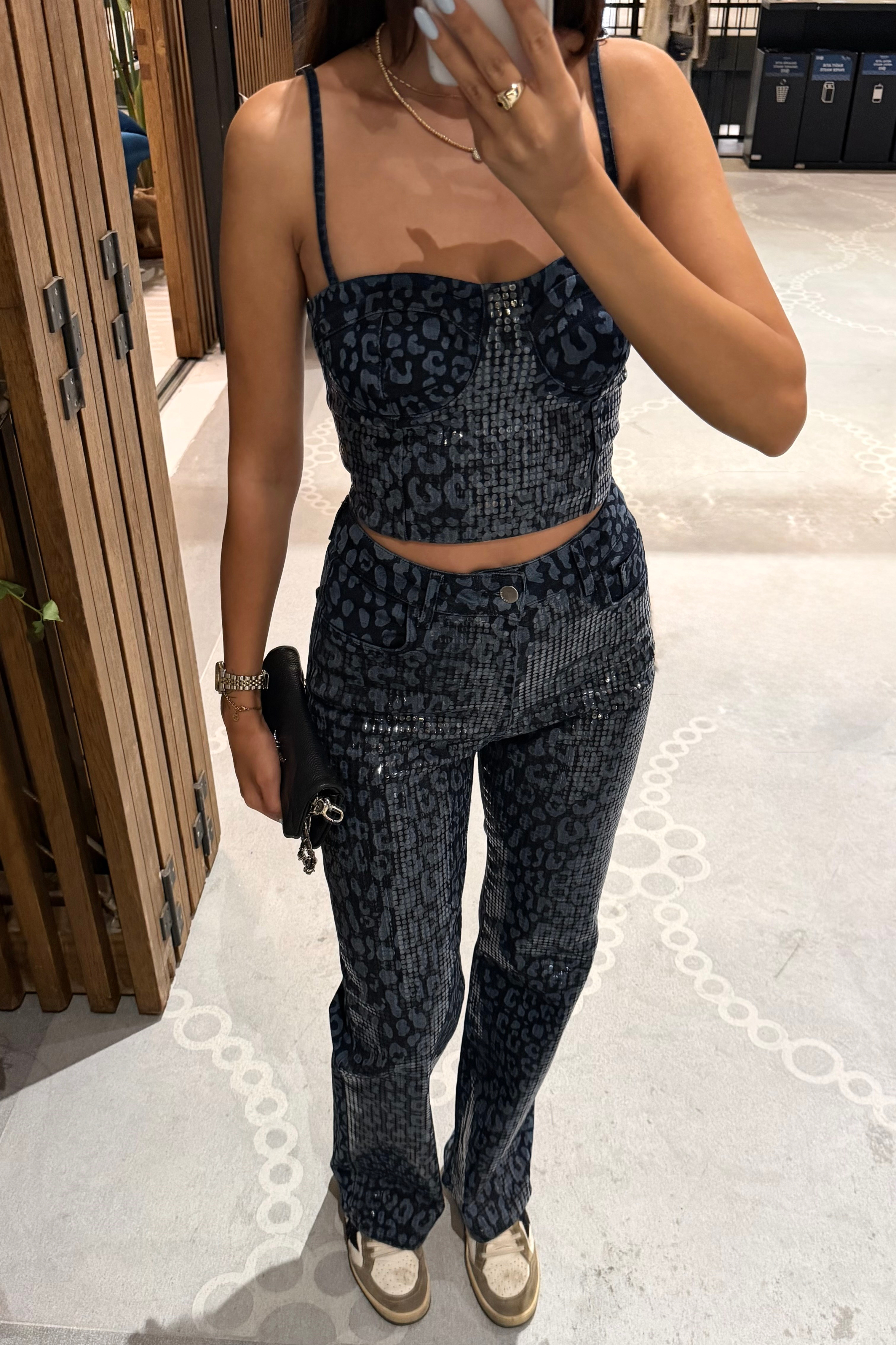 İndigo Mavi Premium Pullu Jean - Kadın Jean Modelleri - Nazliye Moda | Kadın Giyim Modası