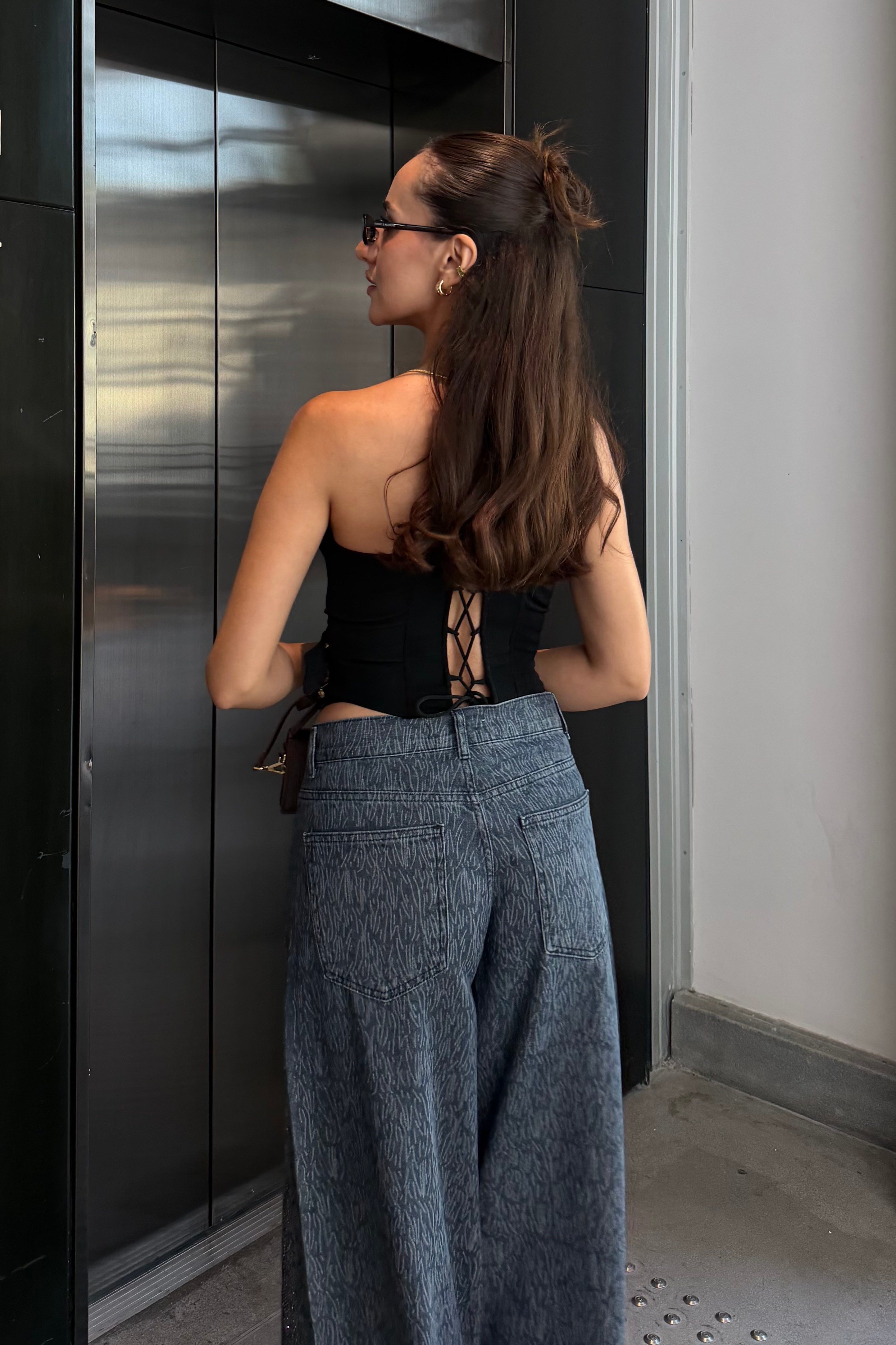 İndigo Mavi Taş Baskı Premium Jean - Kadın Jean Modelleri - Nazliye Moda | Kadın Giyim Modası