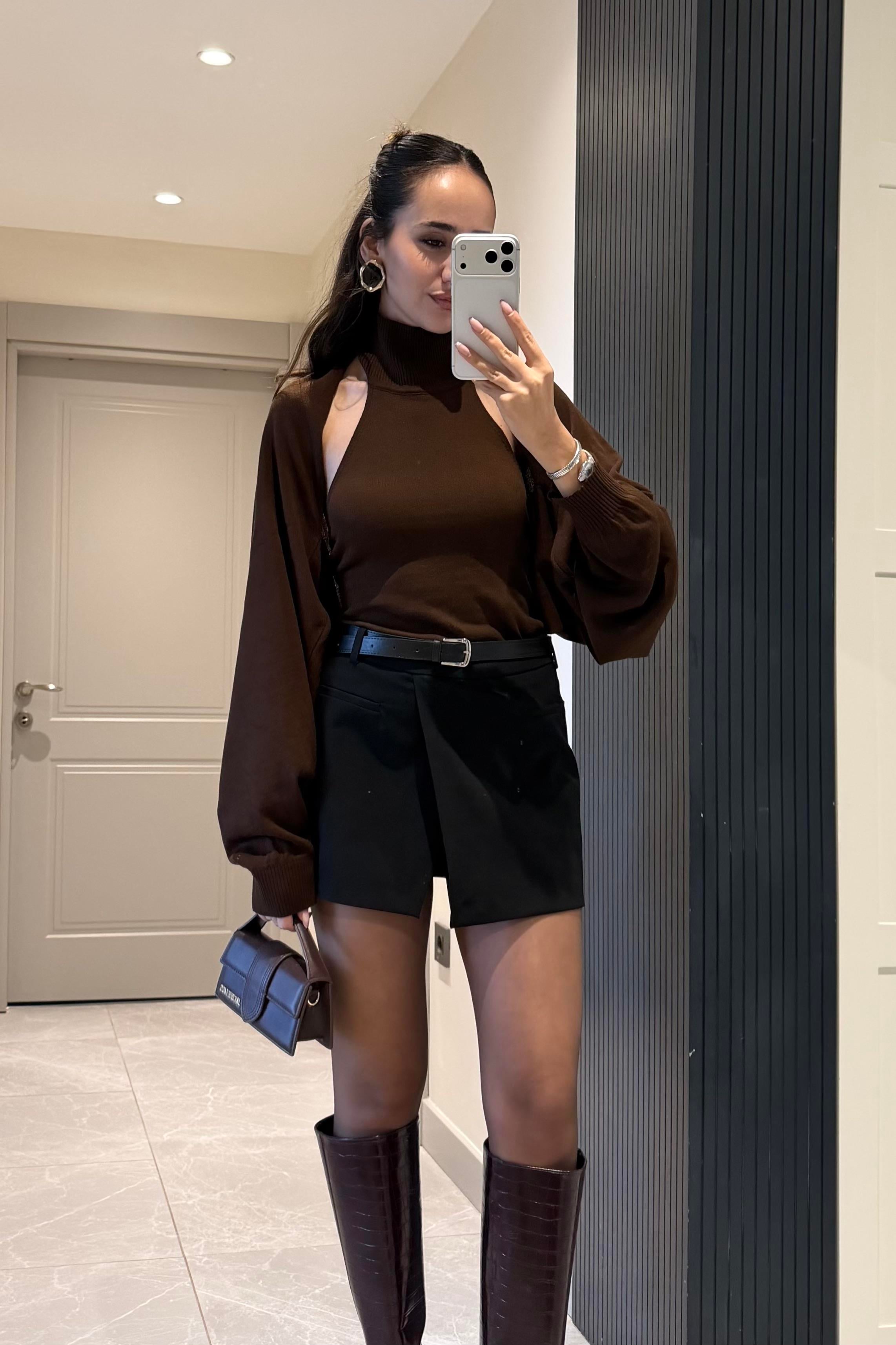 Kahve Bolero Triko Takım - Kadın Takım Modelleri - Nazliye Moda | Kadın Giyim Modası