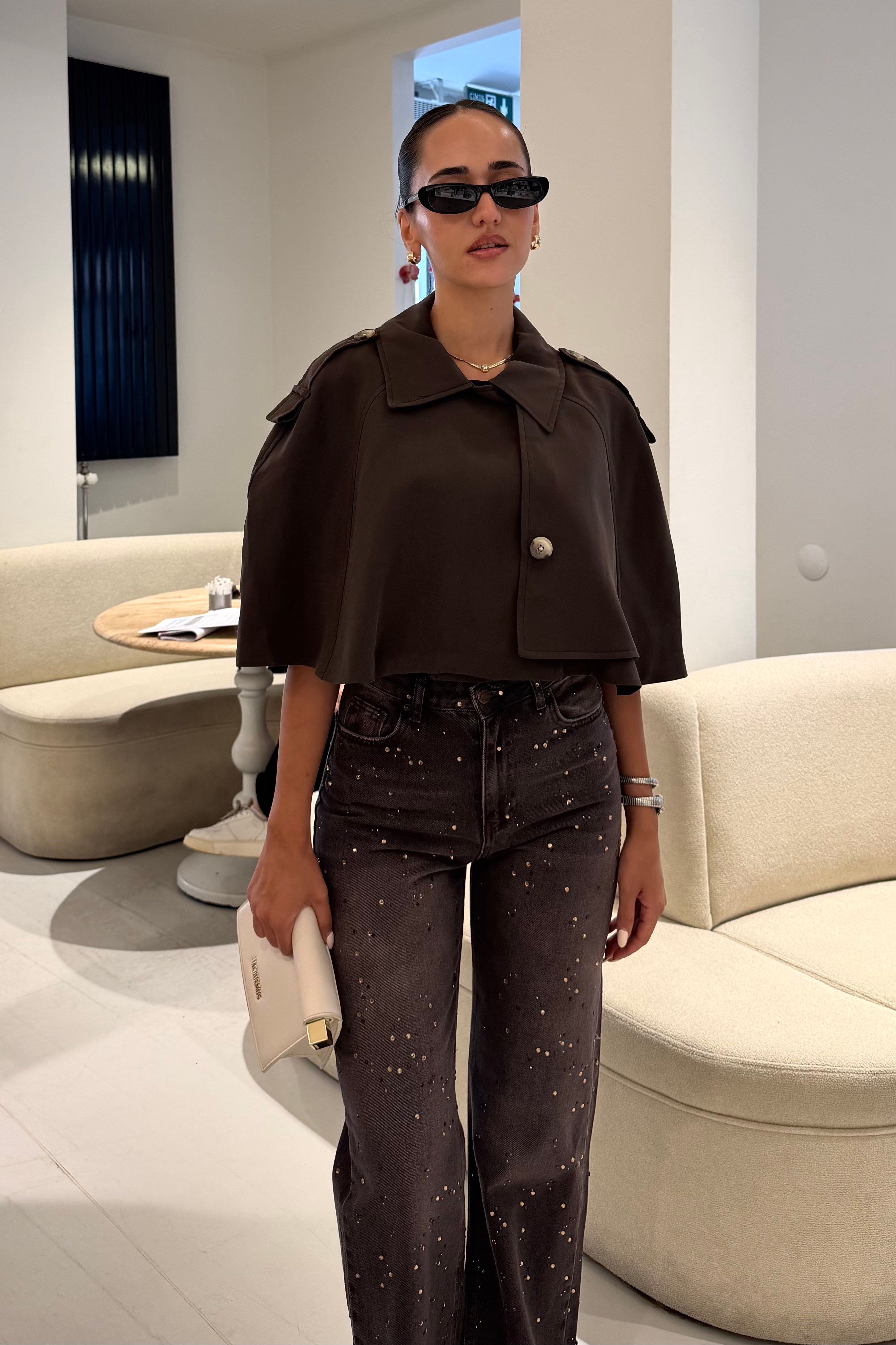 Kahve Pelerin Trençkot - Kadın Ceket Modelleri - Nazliye Moda | Kadın Giyim Modası
