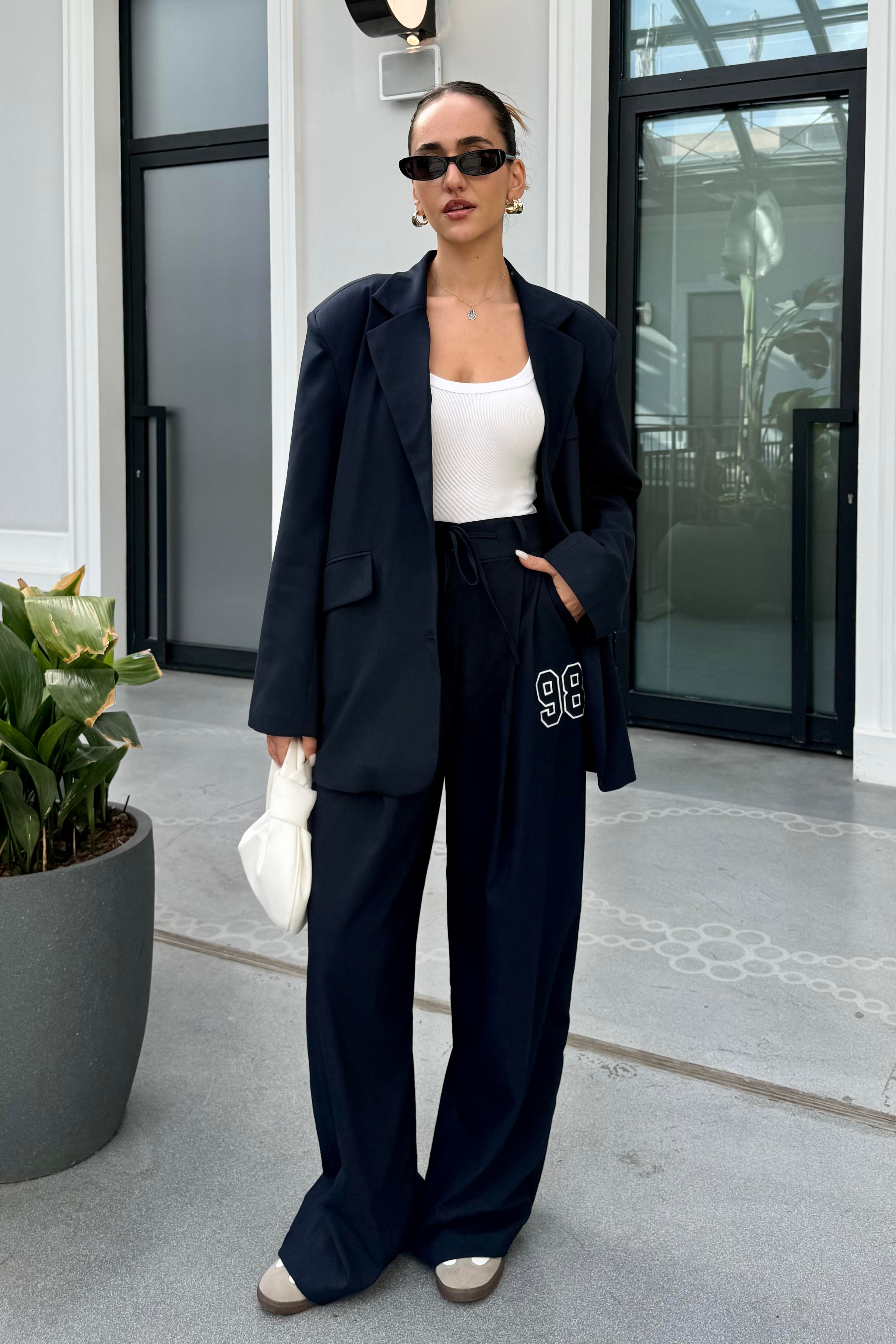 Lacivert Nakışlı Tasarım Blazer Ceket - Kadın Blazer Ceket Modelleri - Nazliye Moda | Kadın Giyim Modası