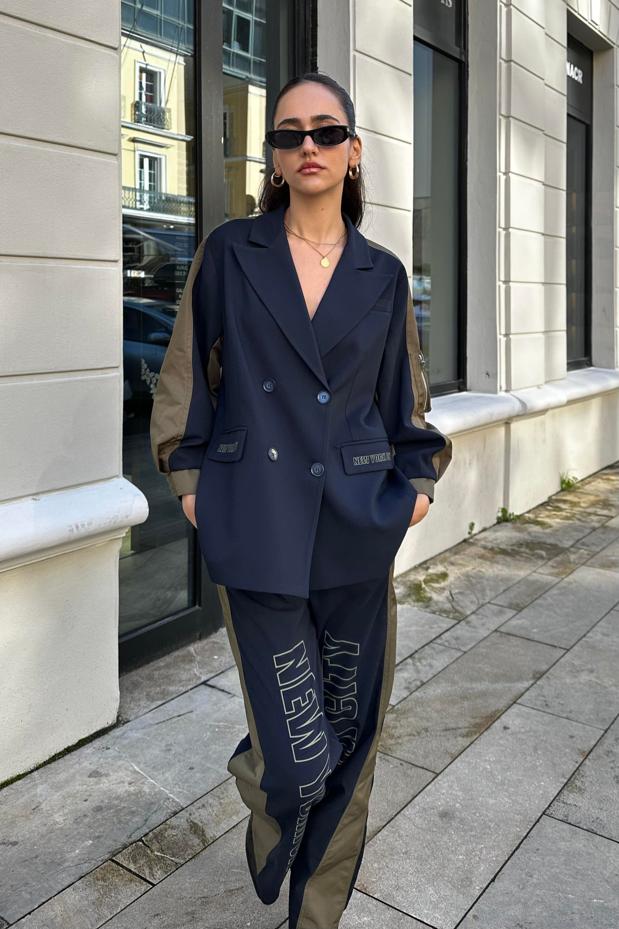 Lacivert Tasarım Blazer Ceket - Kadın Blazer Jackets Modelleri - Nazliye Moda - Kadın Giyim Modası