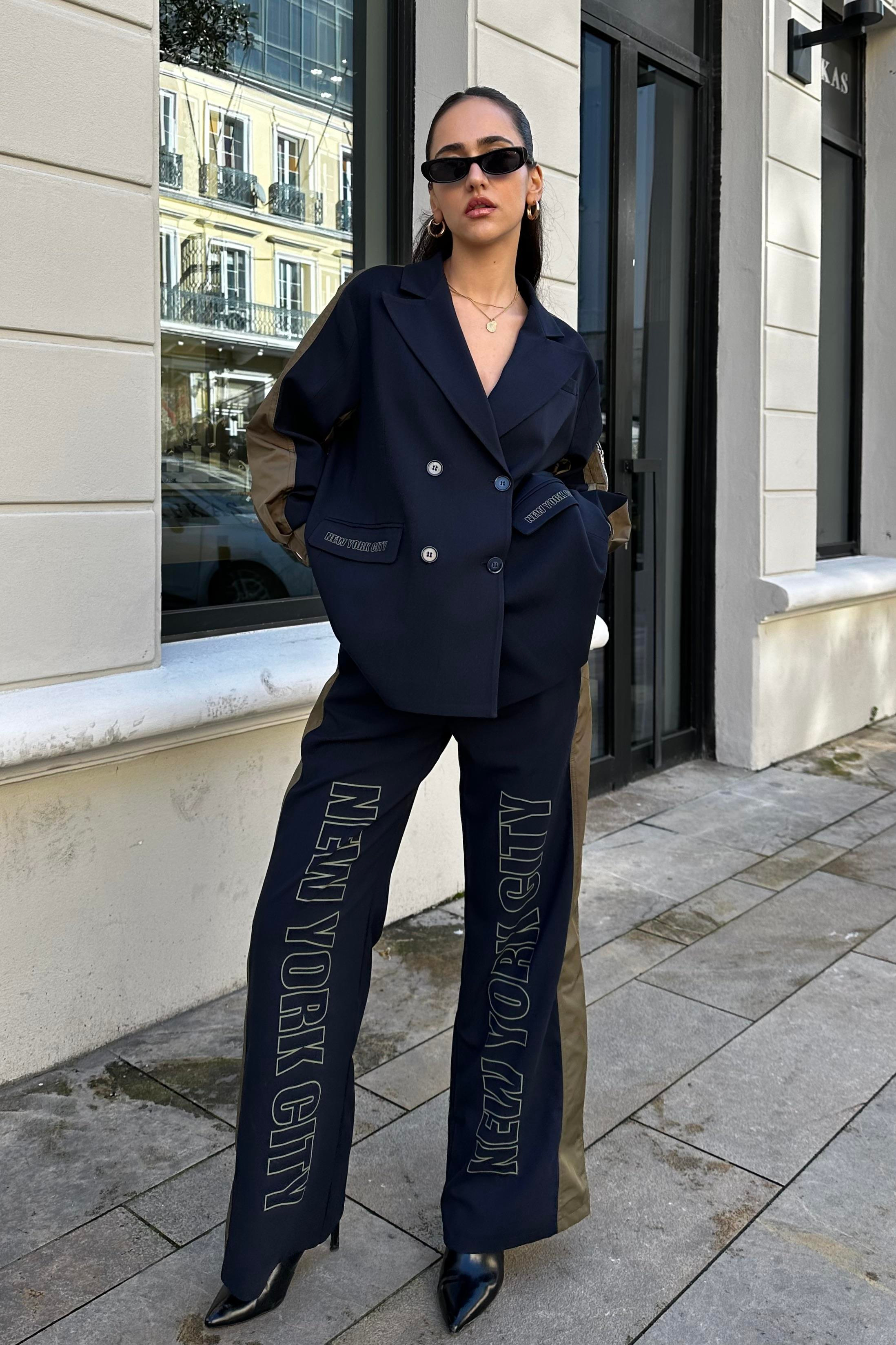 Lacivert Tasarım Blazer Ceket - Kadın Blazer Ceket Modelleri - Nazliye Moda - Kadın Giyim Modası