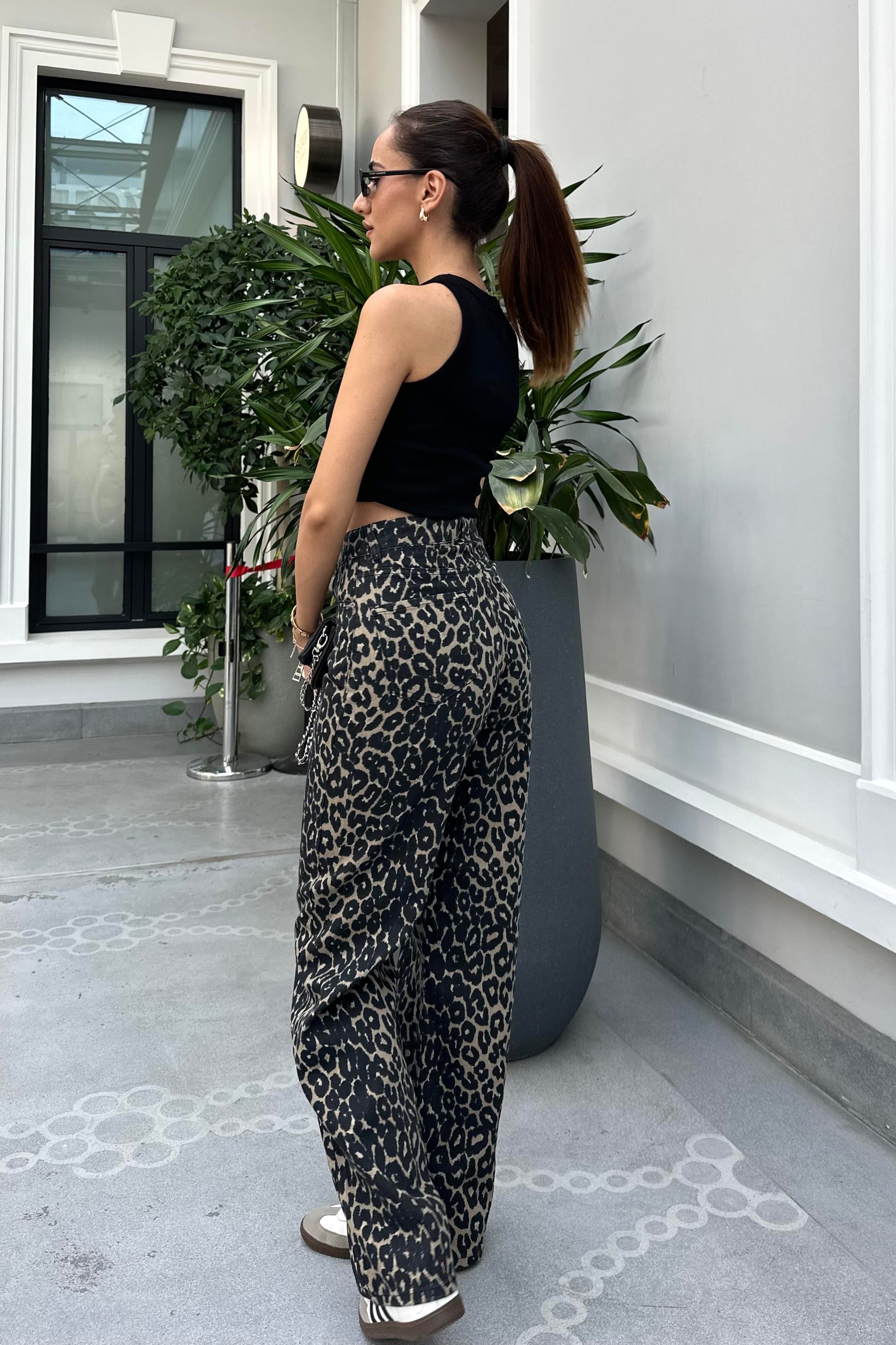Leopar Boru Paça Jean - Kadın Jeans Modelleri - Nazliye Moda | Kadın Giyim Modası