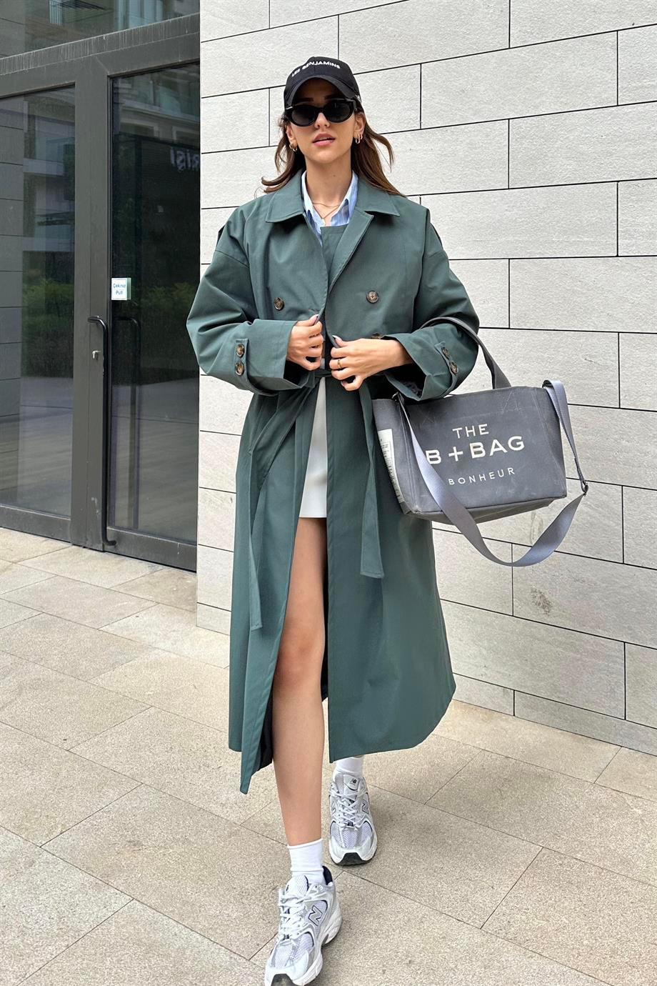 Mint Yeşili Nazliye Tasarım Trençkot - Kadın Trençkot Modelleri - Nazliye Moda | Kadın Giyim Modası