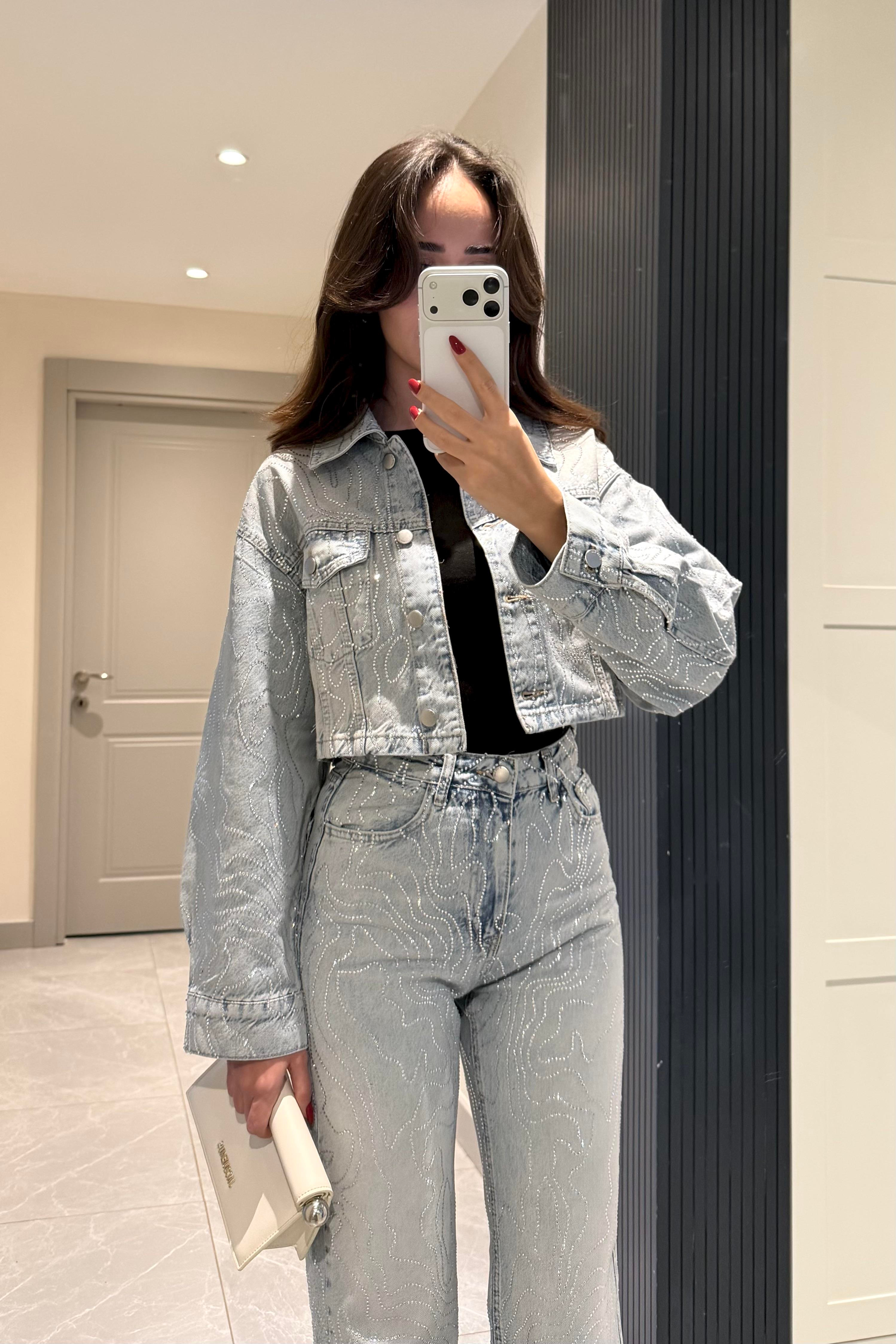 Premium Ön Arka Desenli Taşlı Takım - Kadın Takım Modelleri - Nazliye Moda | Kadın Giyim Modası