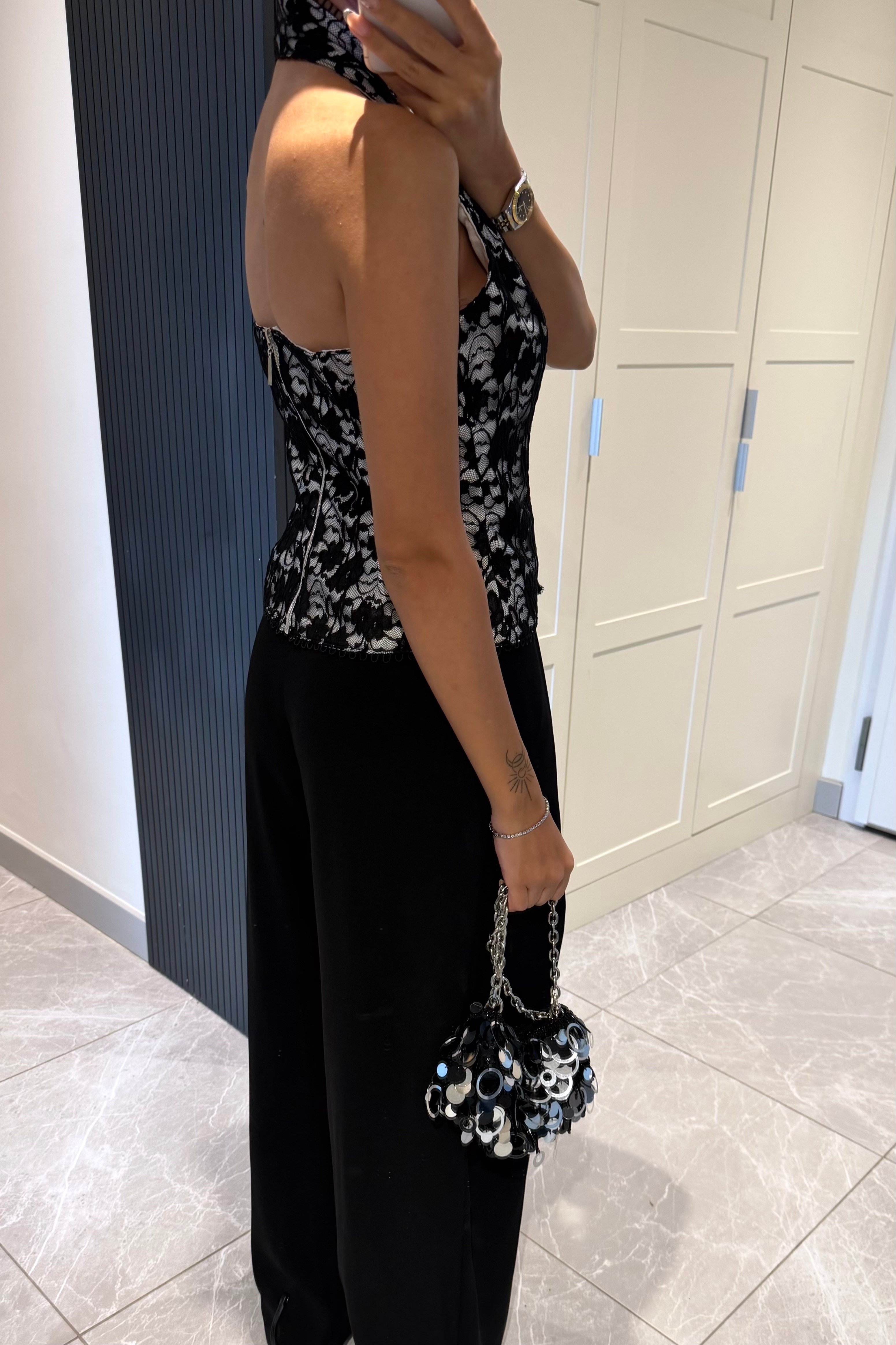 Siyah Bağlama Detay Korse Bluz - Kadın Bluz Modelleri - Nazliye Moda | Kadın Giyim Modası