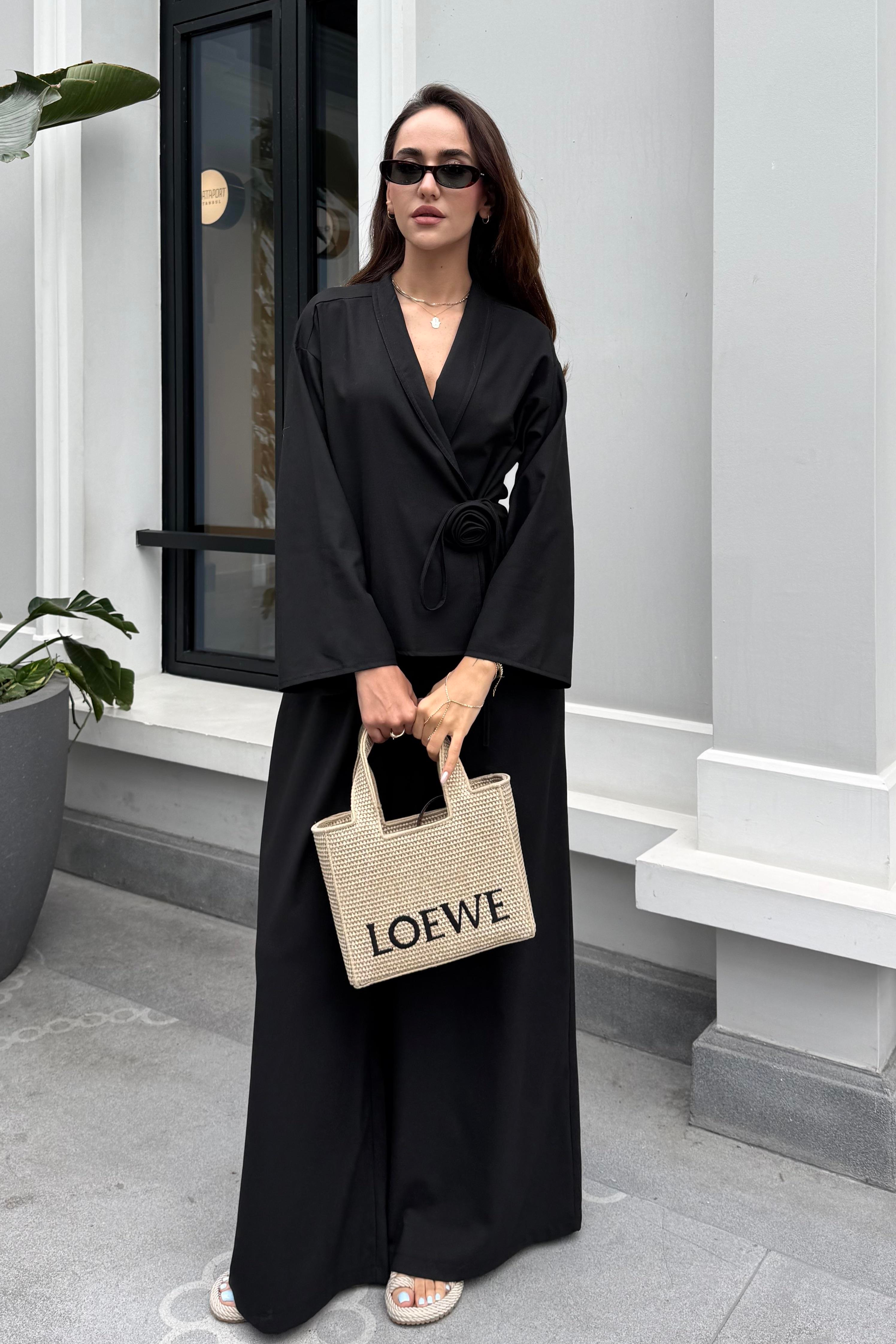 Siyah Gül Detay Premium Takım - Kadın Takım Modelleri - Nazliye Moda | Kadın Giyim Modası