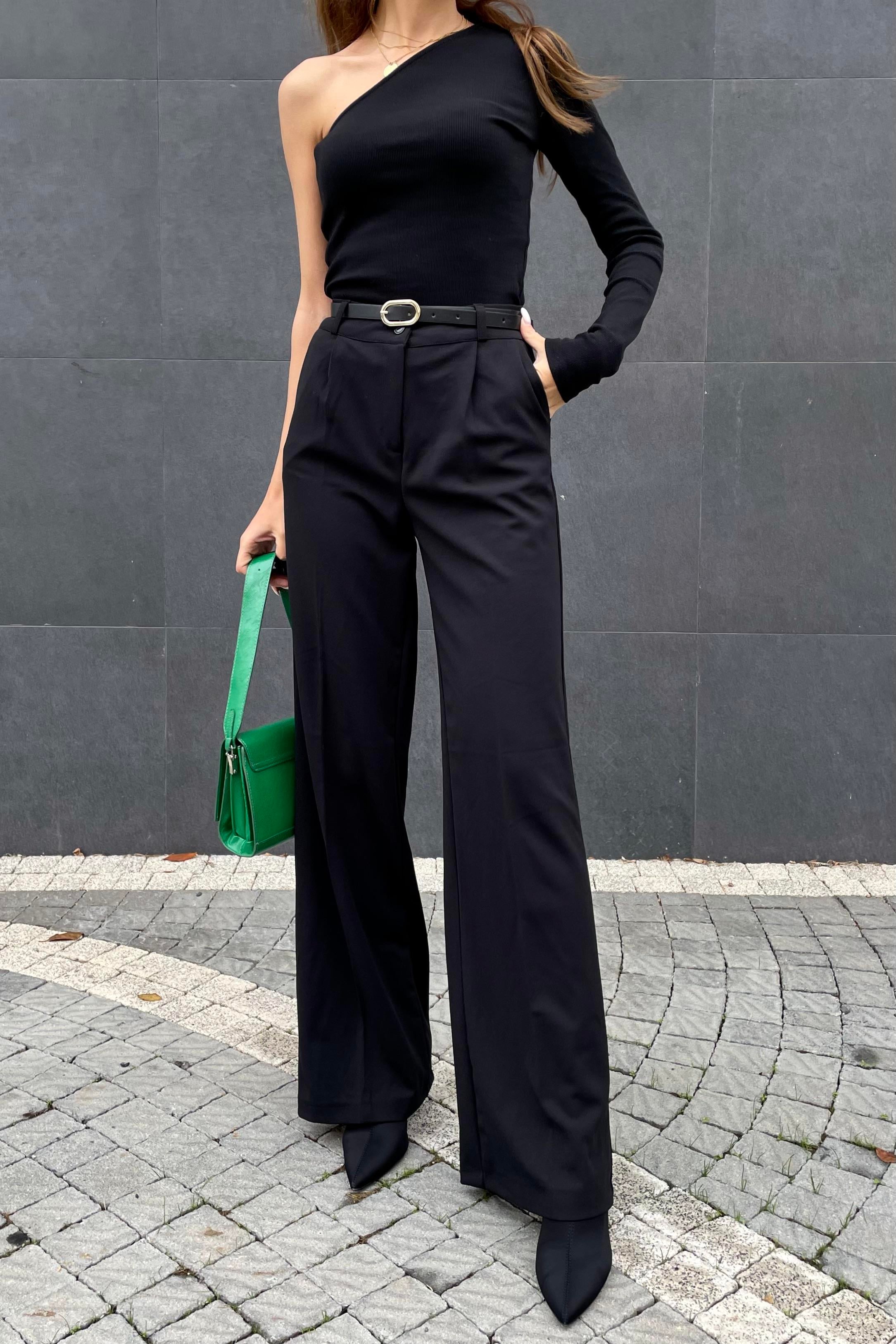 Siyah Likralı Kumaş Pantolon - Kadın Pantolon Modelleri - Nazliye Moda | Kadın Giyim Modası