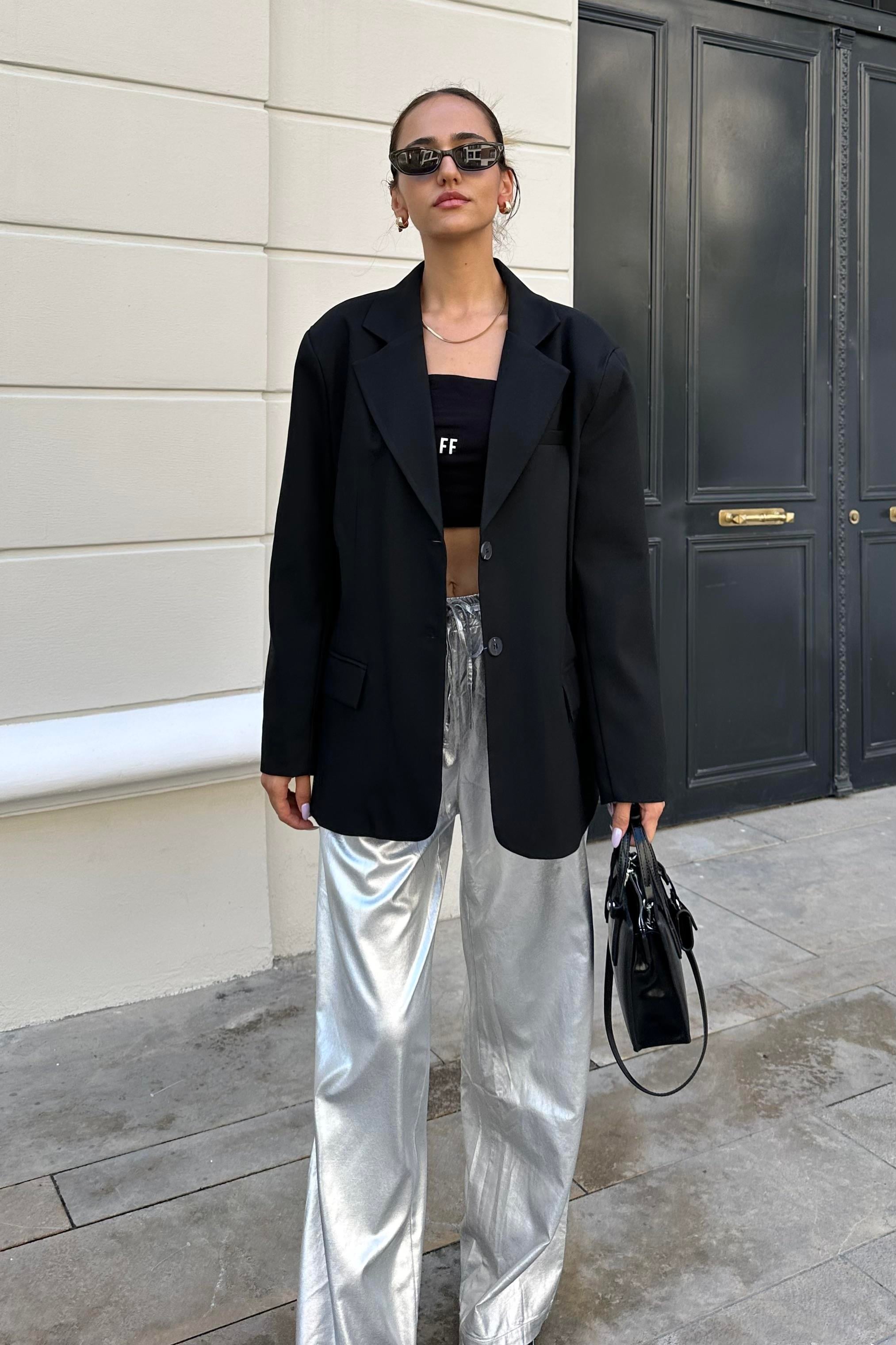 Siyah Oversize Blazer Ceket - Kadın Blazer Ceket Modelleri - Nazliye Moda | Kadın Giyim Modası