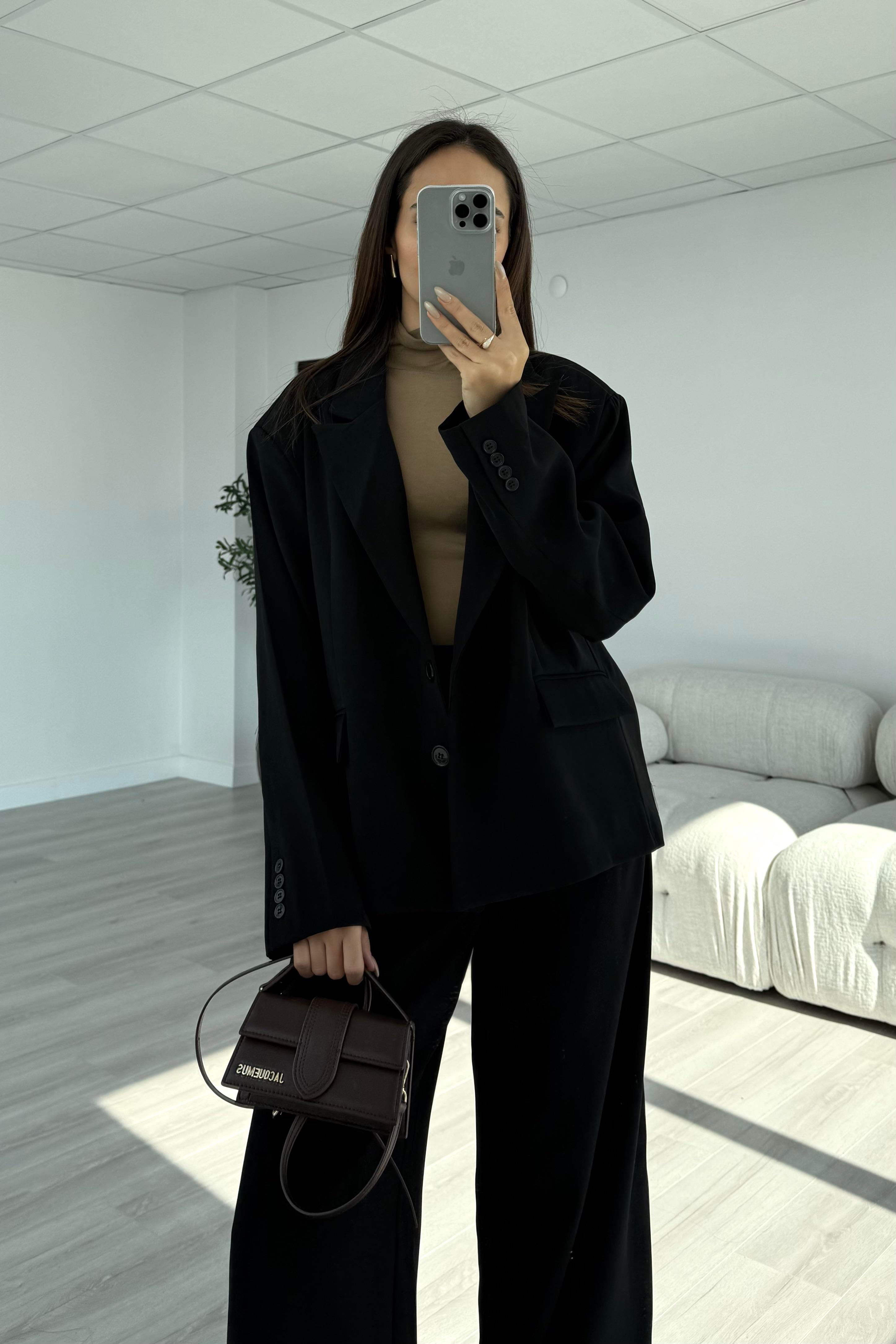 Siyah Oversize Premium Blazer Ceket - Kadın Blazer Ceket Modelleri - Nazliye Moda | Kadın Giyim Modası
