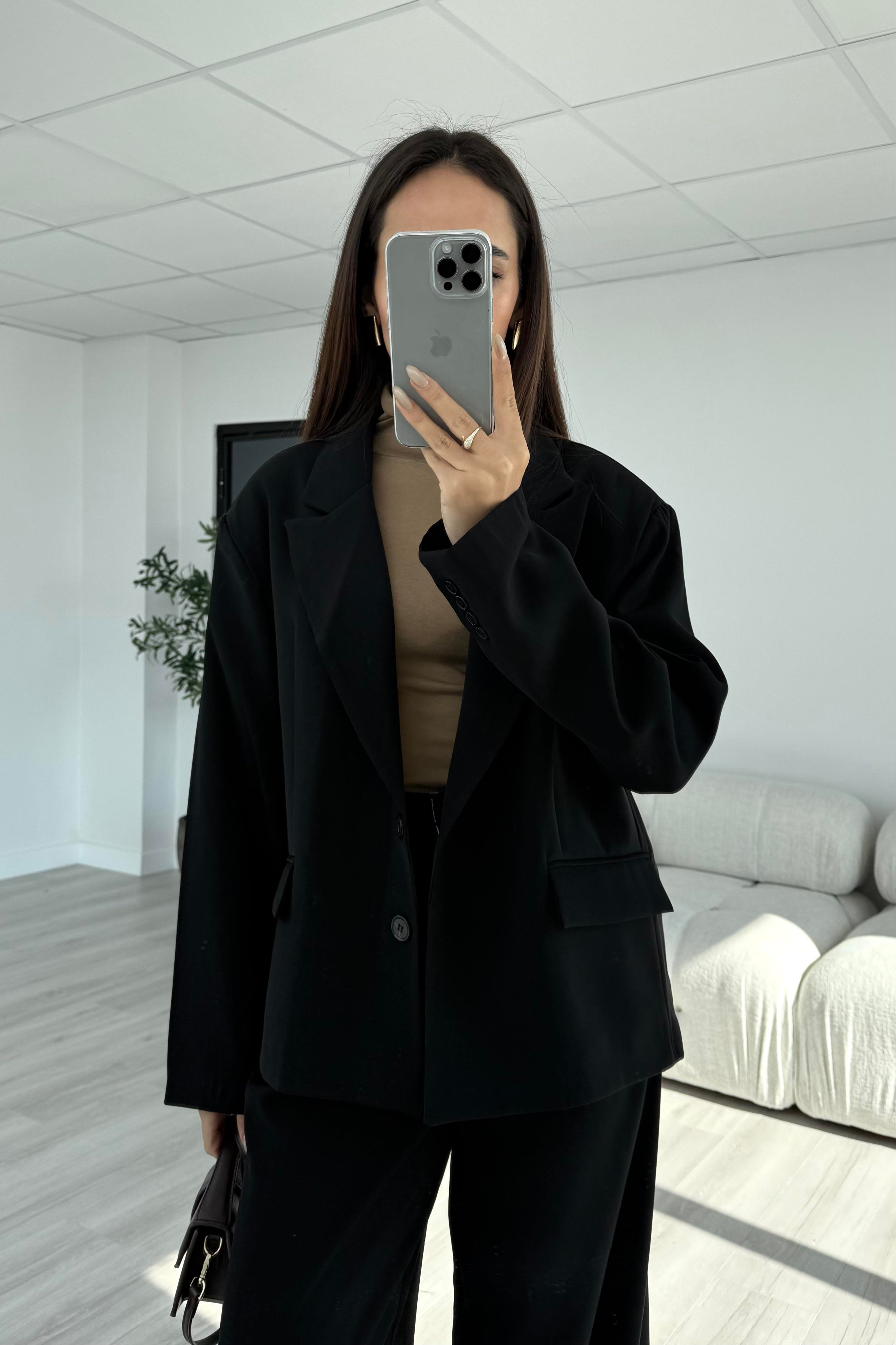 Siyah Oversize Premium Blazer Ceket - Kadın Blazer Ceket Modelleri - Nazliye Moda | Kadın Giyim Modası