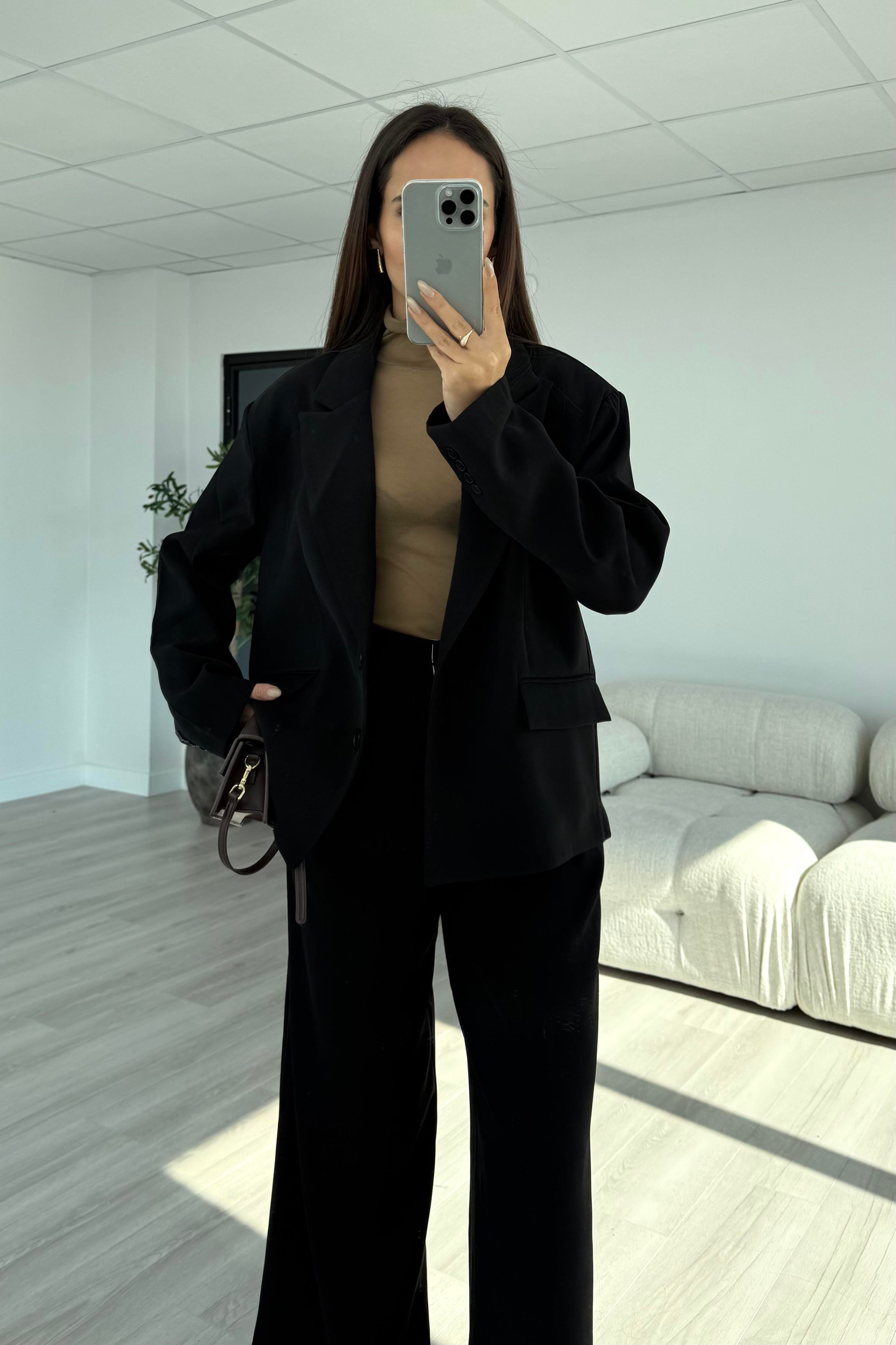 Siyah Oversize Premium Blazer Ceket - Kadın Blazer Jackets Modelleri - Nazliye Moda | Kadın Giyim Modası