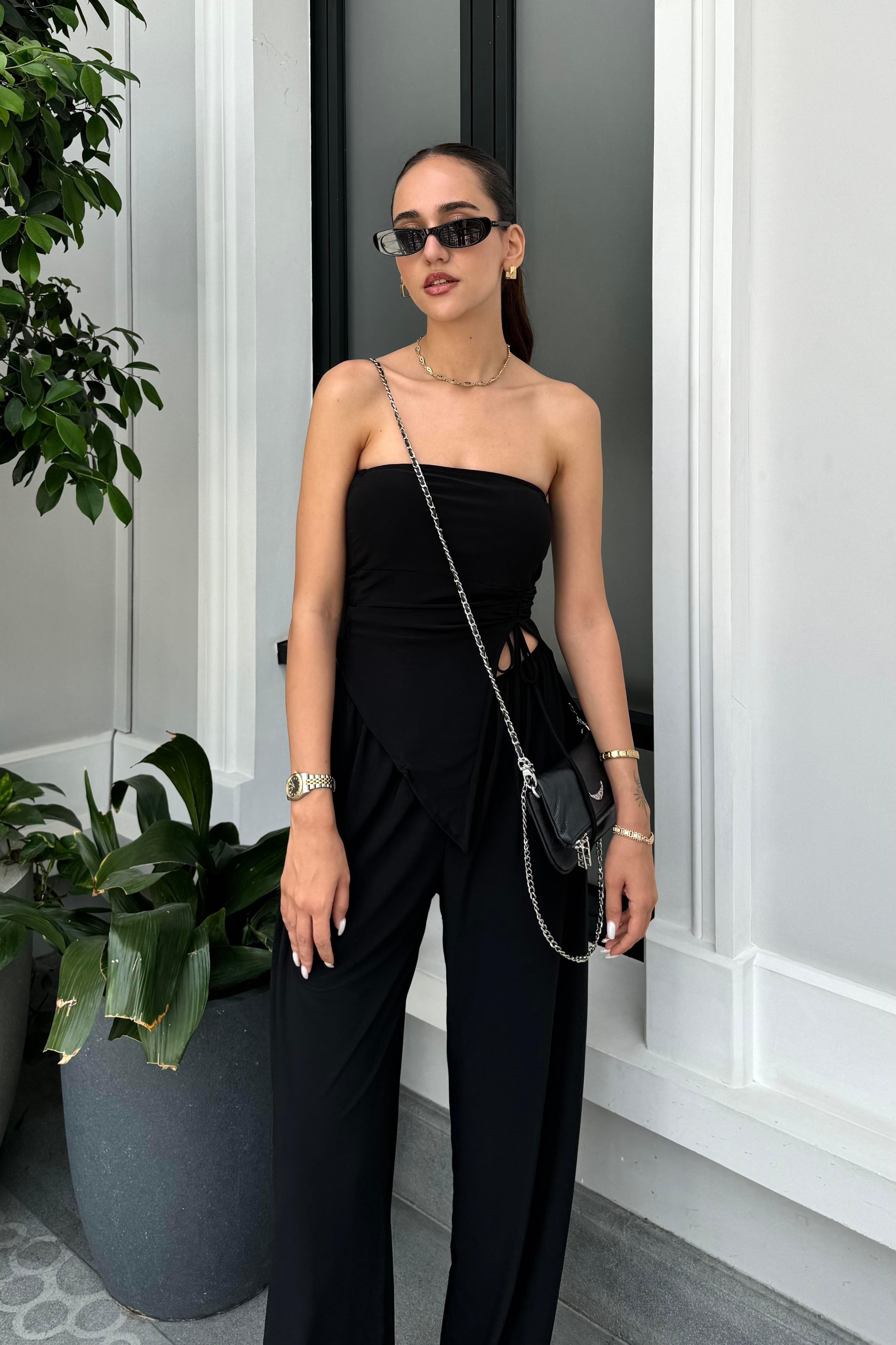 Black Pants Blouse Relax Set - Kadın Outfit Sets Modelleri - Nazliye Moda - Kadın Giyim Modası