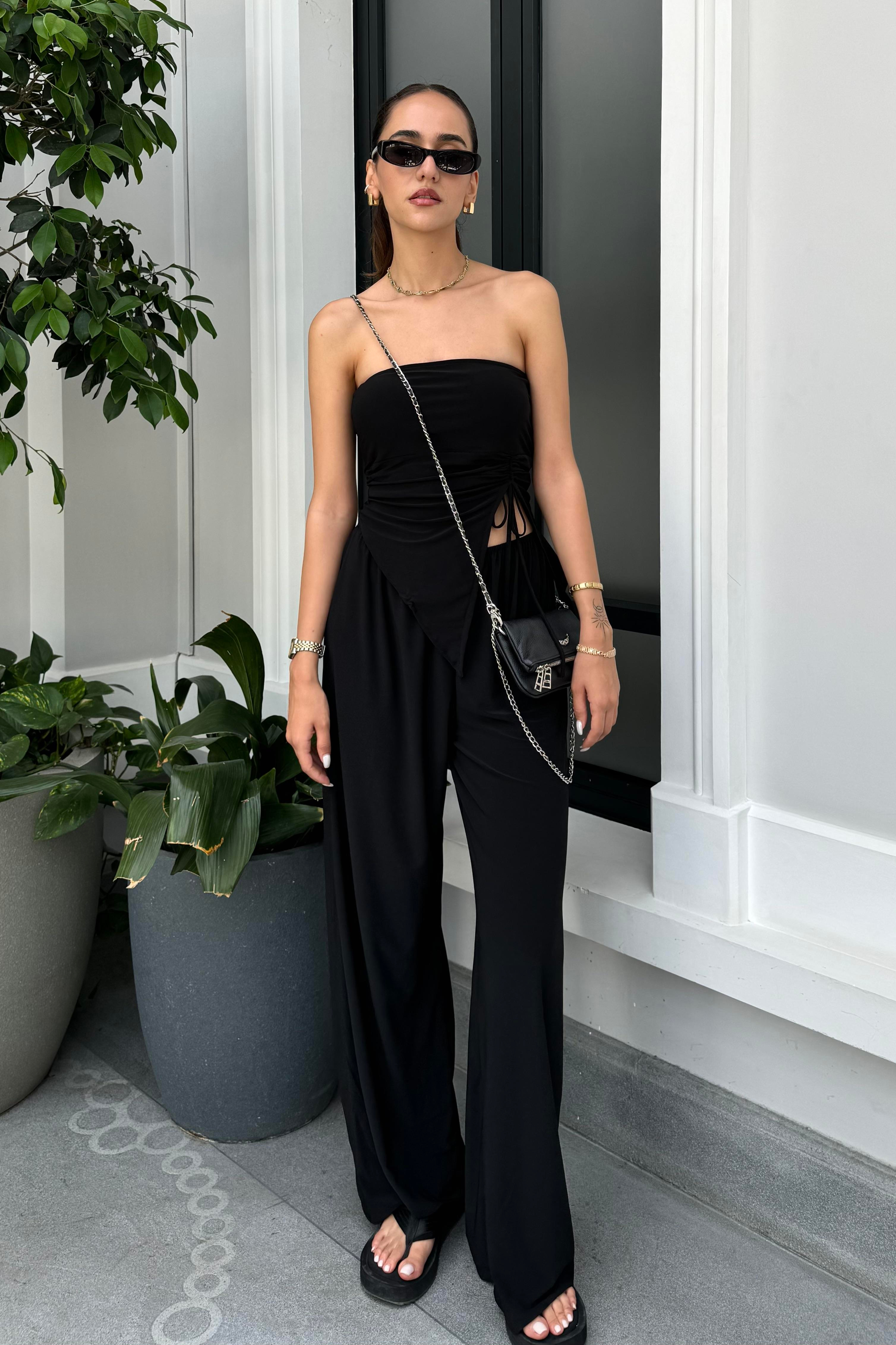 Black Pants Blouse Relax Set - Kadın Outfit Sets Modelleri - Nazliye Moda - Kadın Giyim Modası