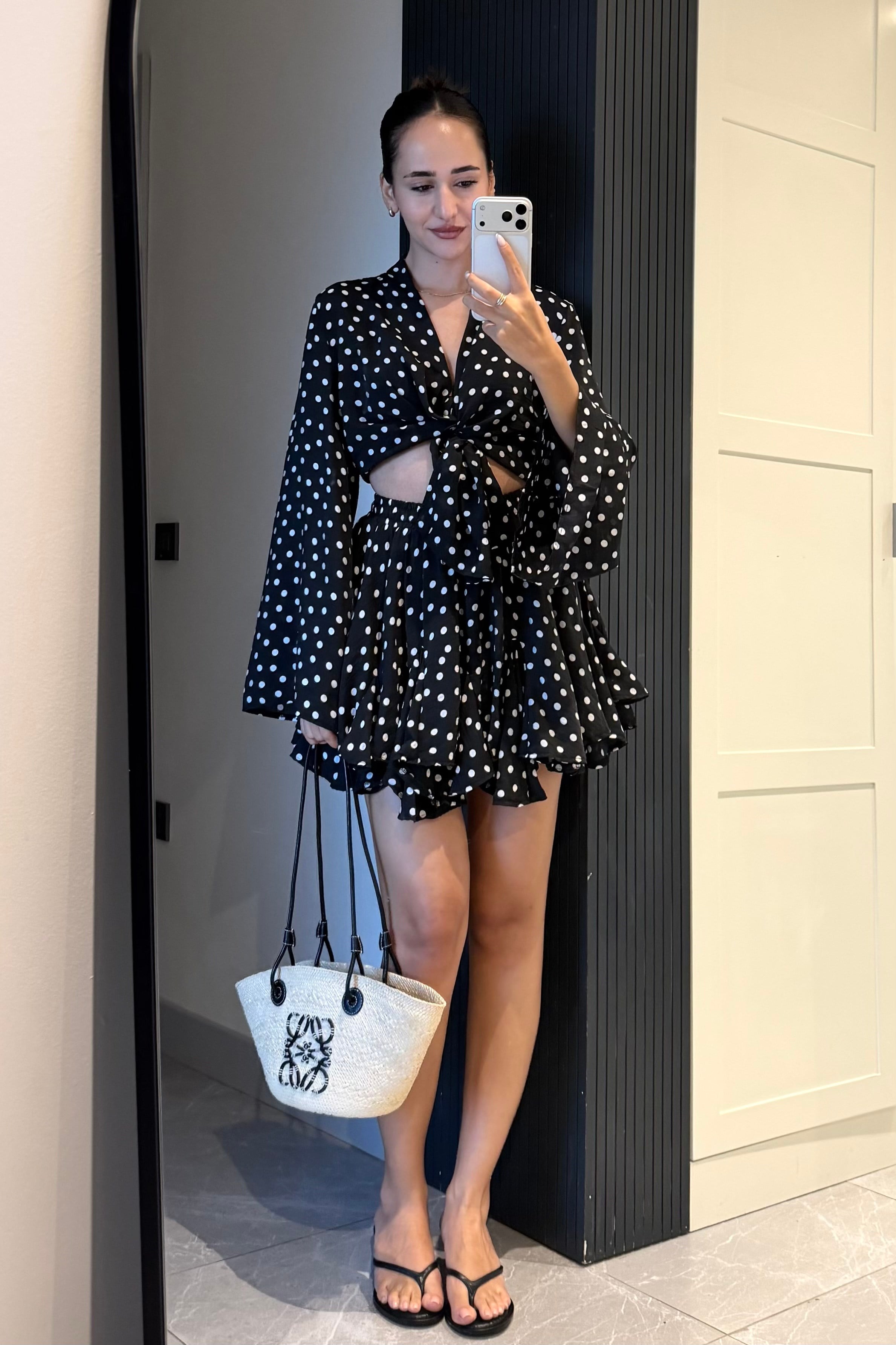 Siyah Puantiye Şortlu Etek Takım - Kadın Takım Modelleri - Nazliye Moda | Kadın Giyim Modası