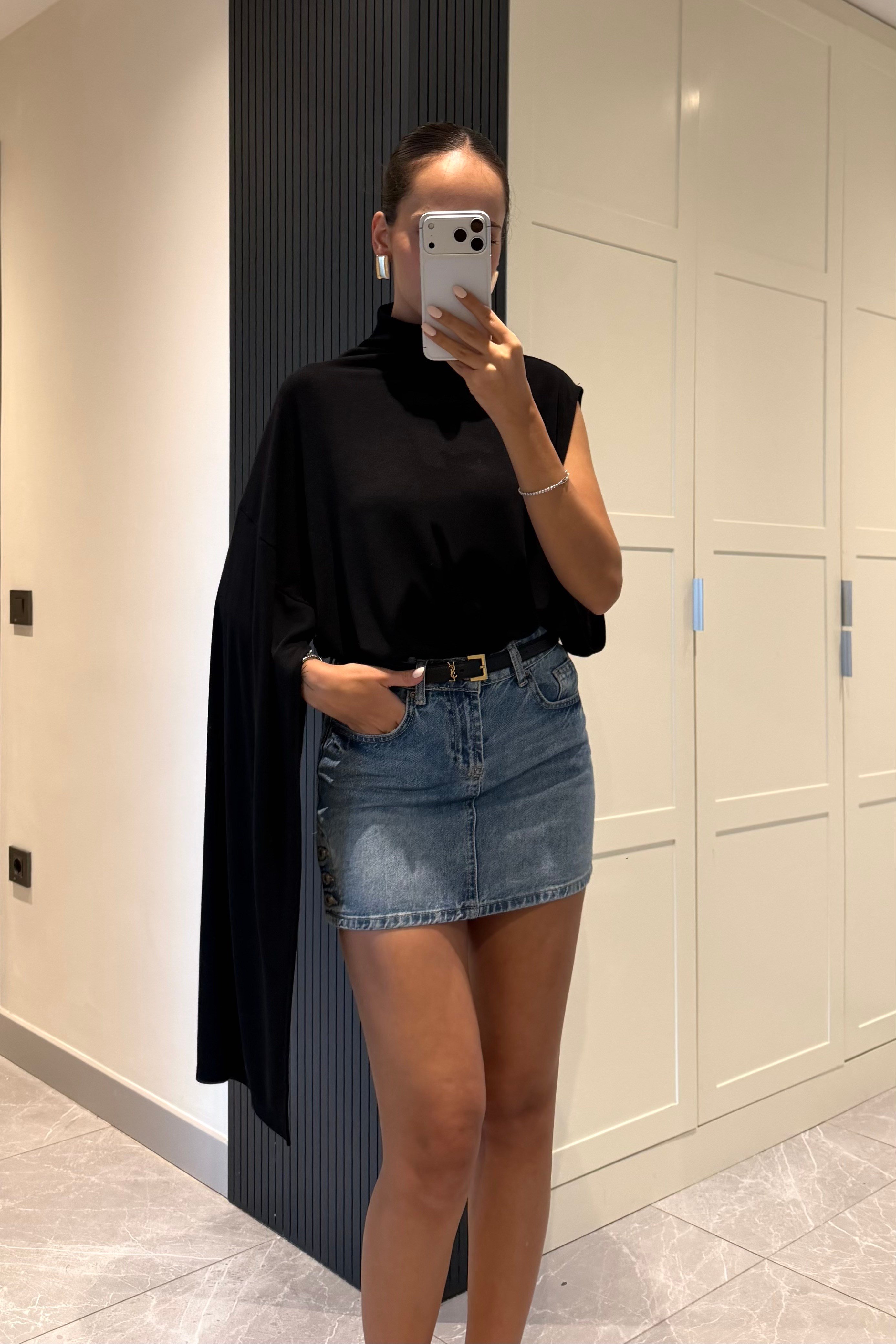 Siyah Tek Kol Tasarım Bluz - Kadın Blouses Modelleri - Nazliye Moda | Kadın Giyim Modası