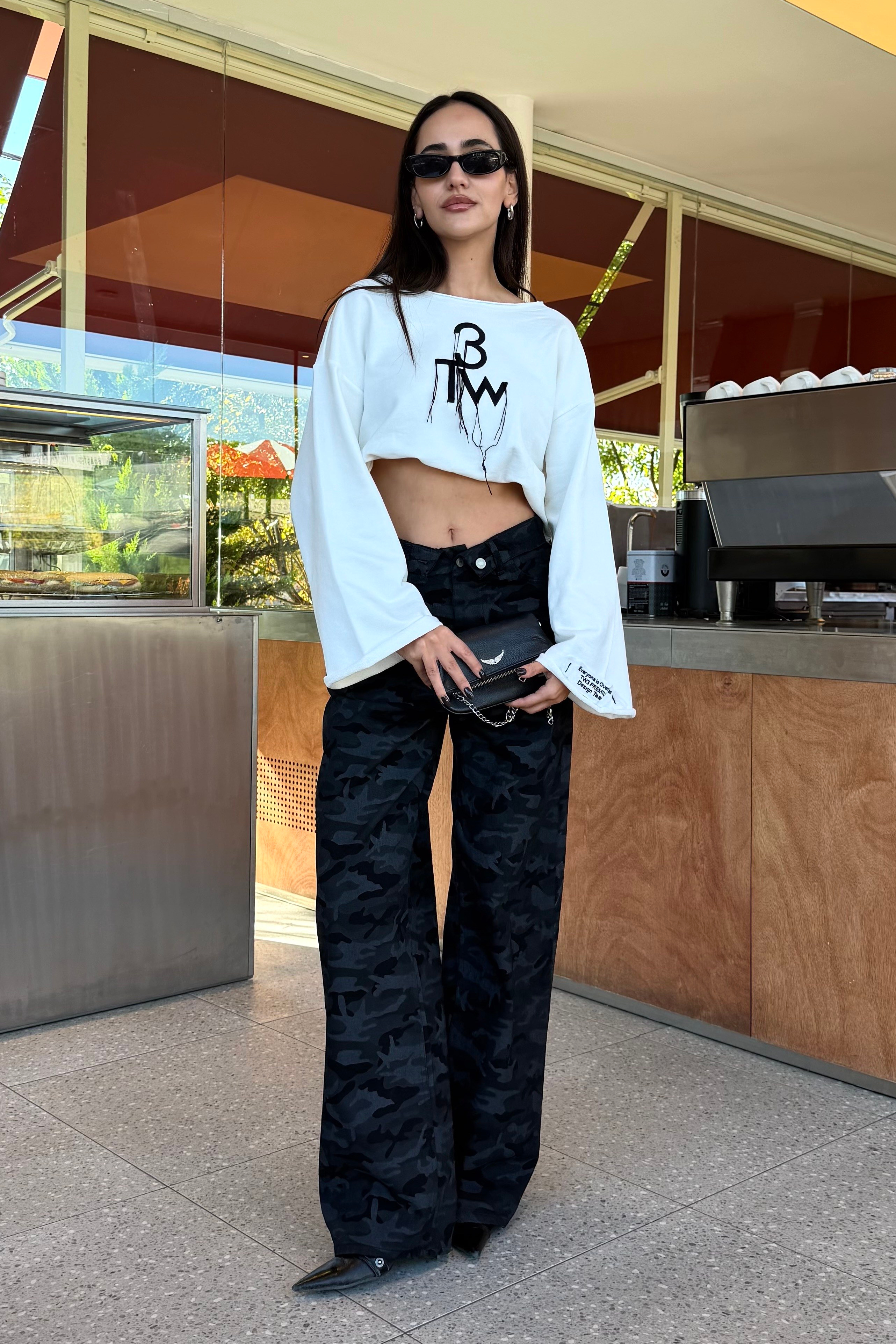 Siyah Ters Kemer Kamuflaj Pantolon - Kadın Pantolon Modelleri - Nazliye Moda | Kadın Giyim Modası