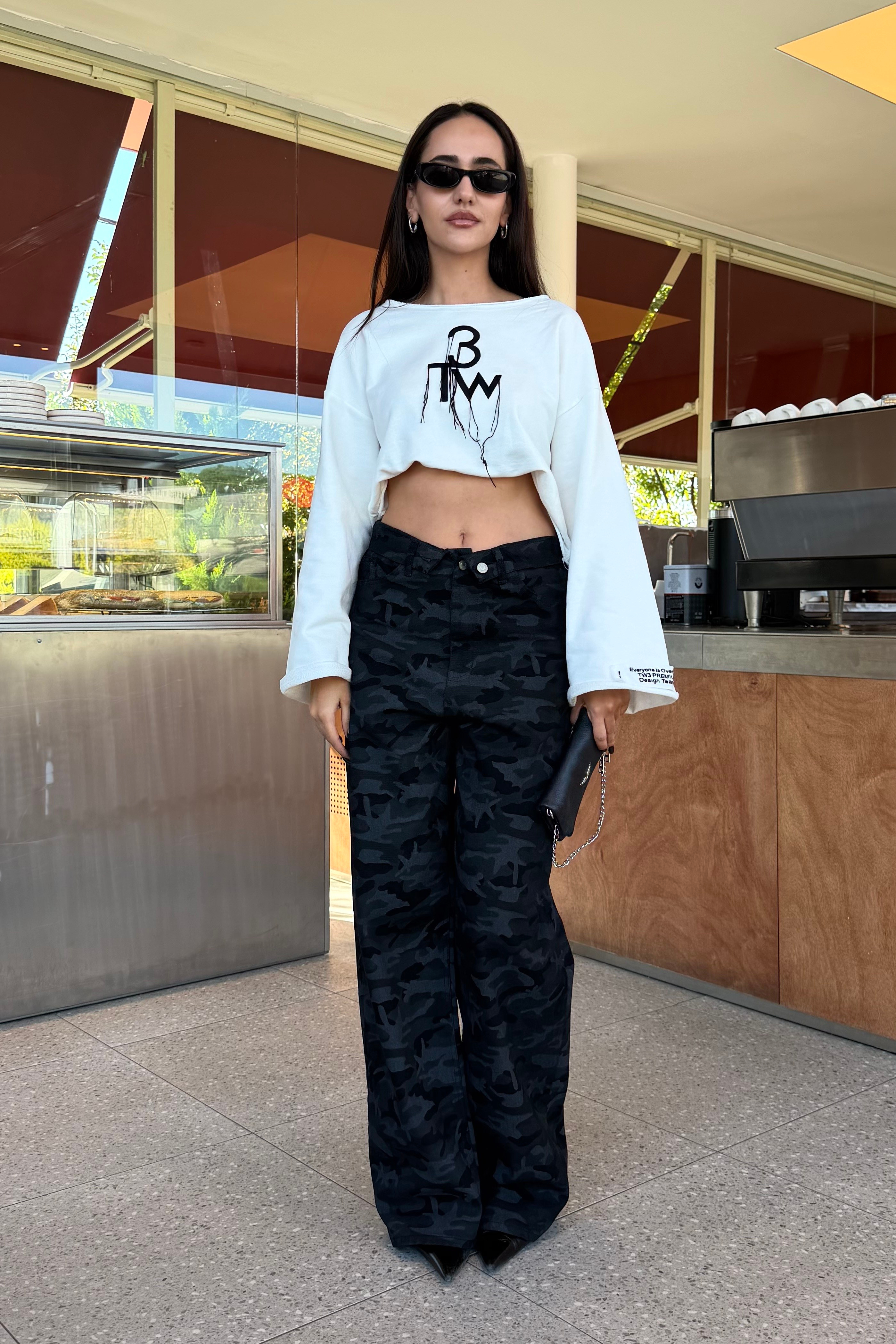 Siyah Ters Kemer Kamuflaj Pantolon - Kadın Pantolon Modelleri - Nazliye Moda | Kadın Giyim Modası
