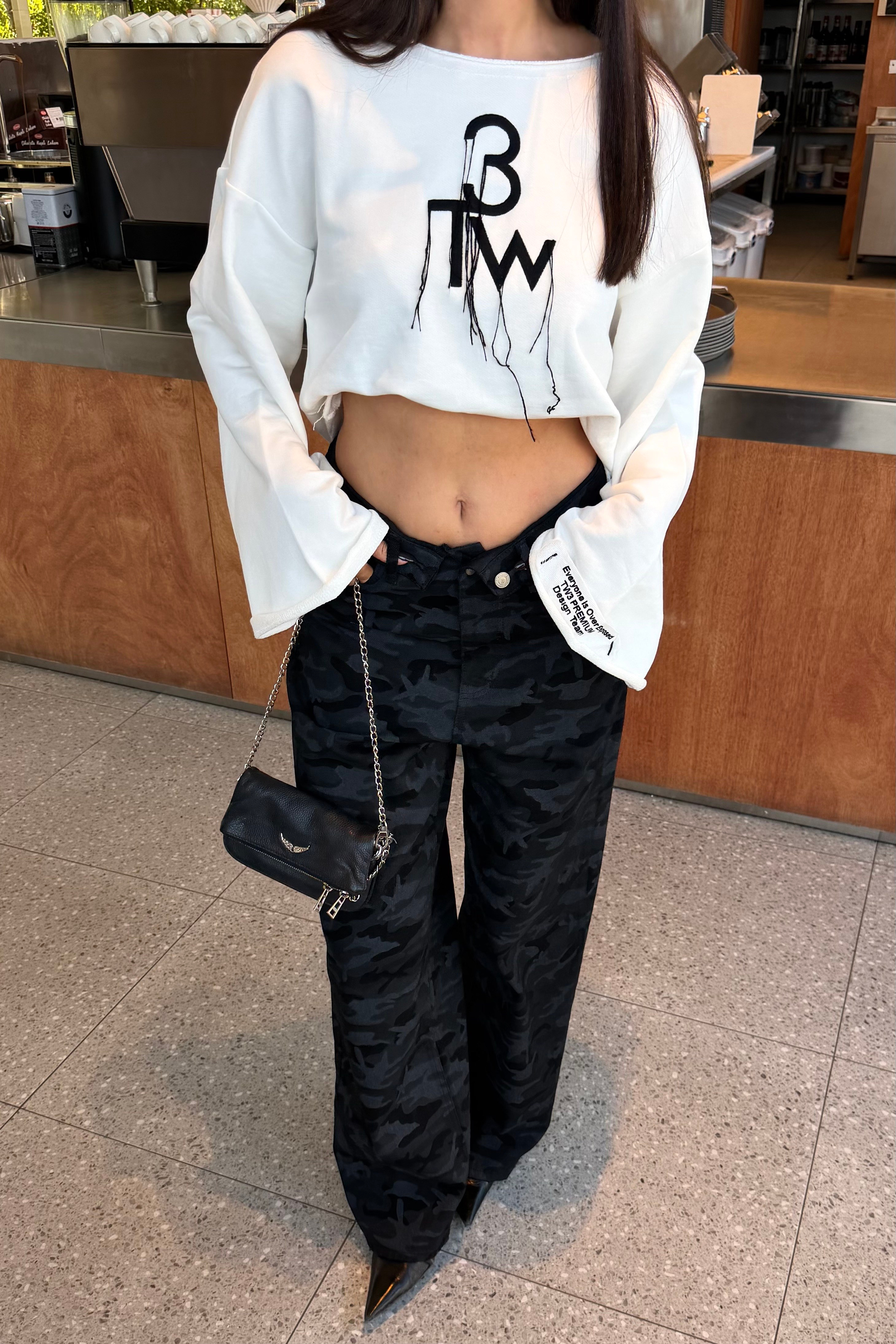 Siyah Ters Kemer Kamuflaj Pantolon - Kadın Pantolon Modelleri - Nazliye Moda | Kadın Giyim Modası