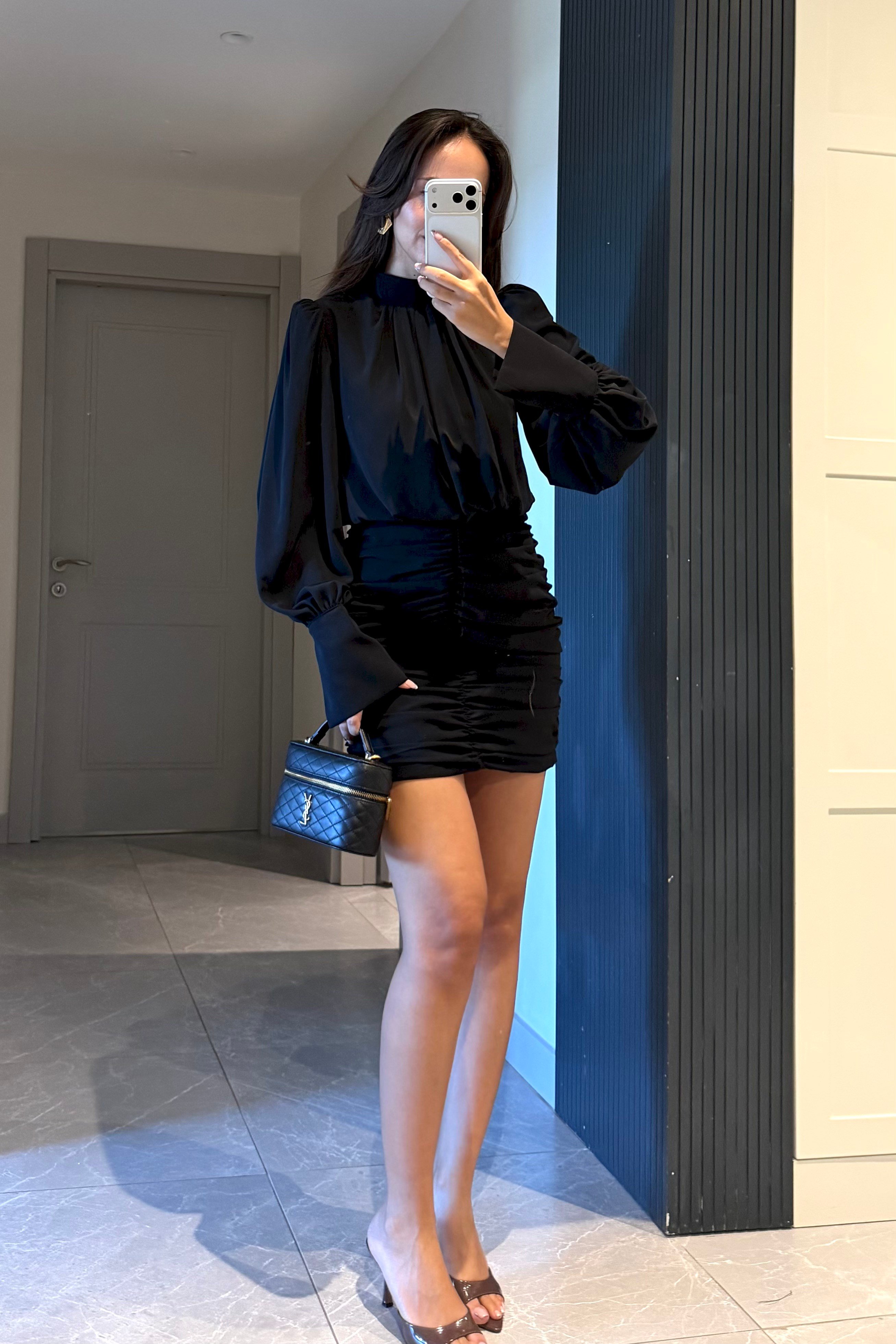Siyah Uzun Kol Mini Elbise - Kadın Elbise Modelleri - Nazliye Moda | Kadın Giyim Modası