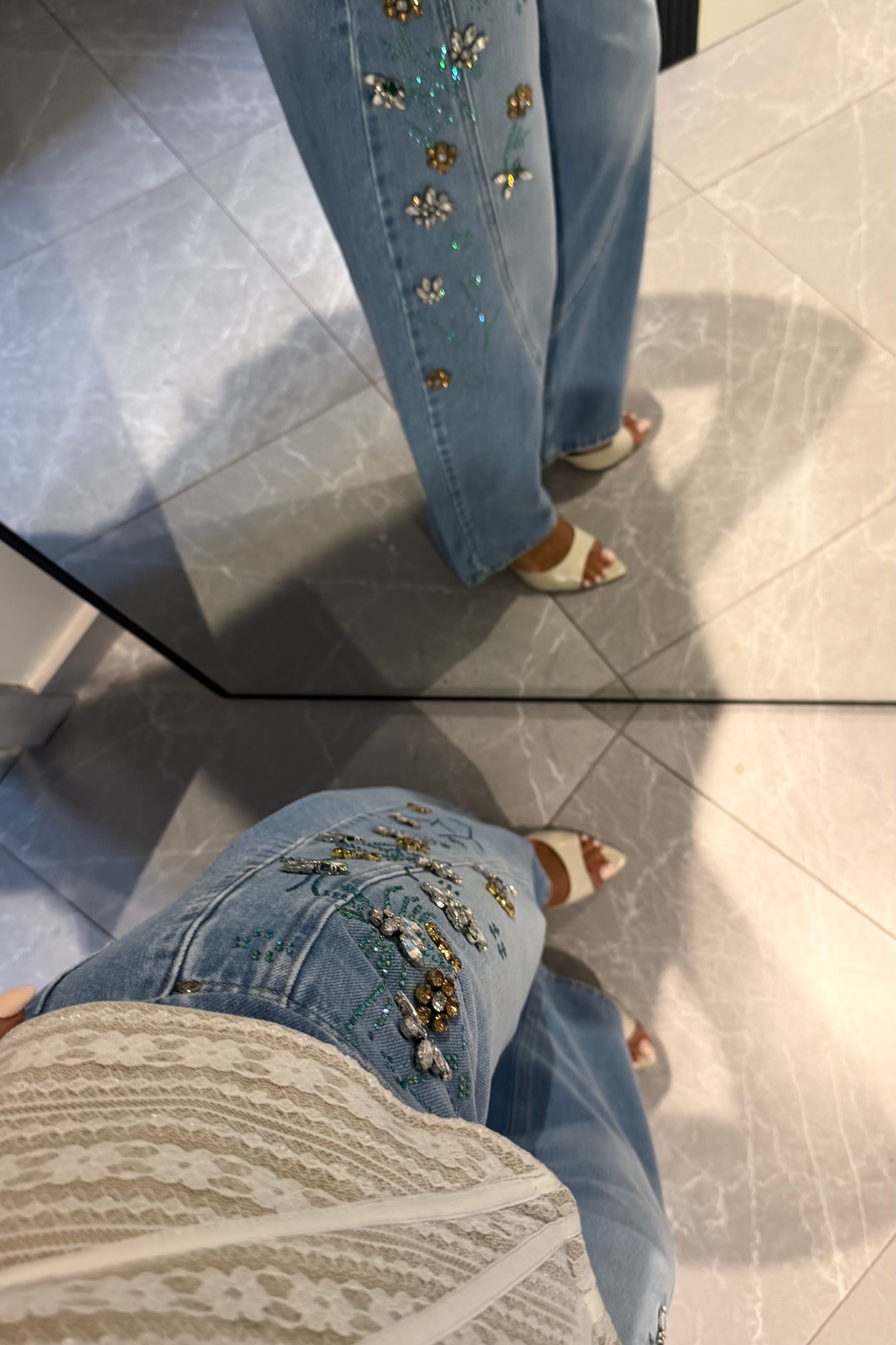 Taş İşleme Barrel Jean - Kadın Jean Modelleri - Nazliye Moda | Kadın Giyim Modası