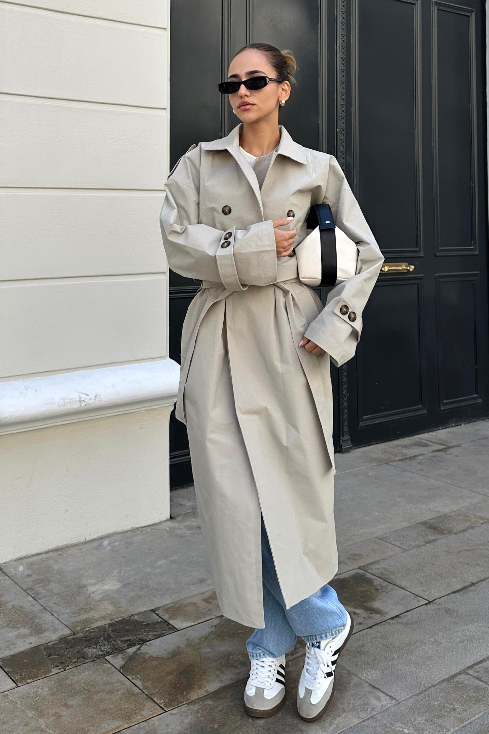 Black Design Marginal Set - Kadın Trench Coats Modelleri - Nazliye Moda - Kadın Giyim Modası