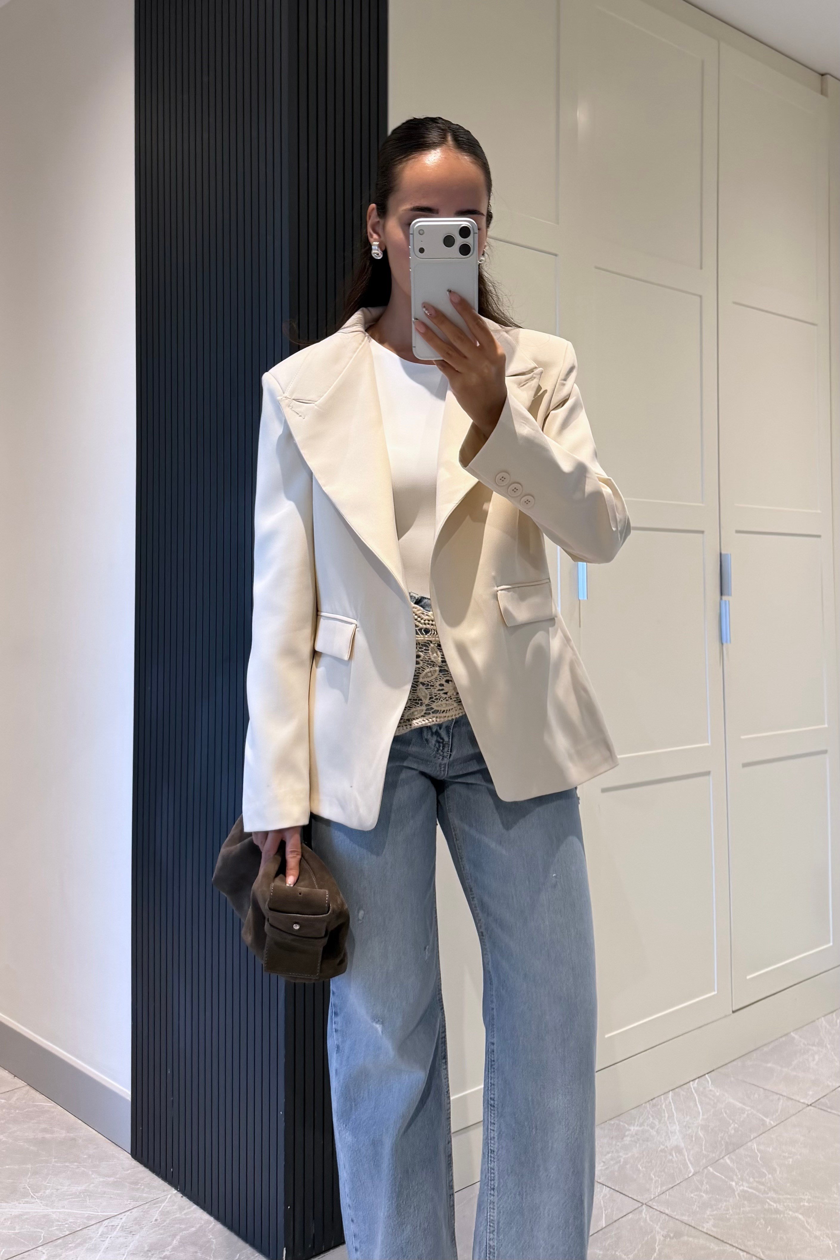 Taş Renk Tek Düğmeli Blazer Ceket - Kadın Blazer Ceket Modelleri - Nazliye Moda | Kadın Giyim Modası