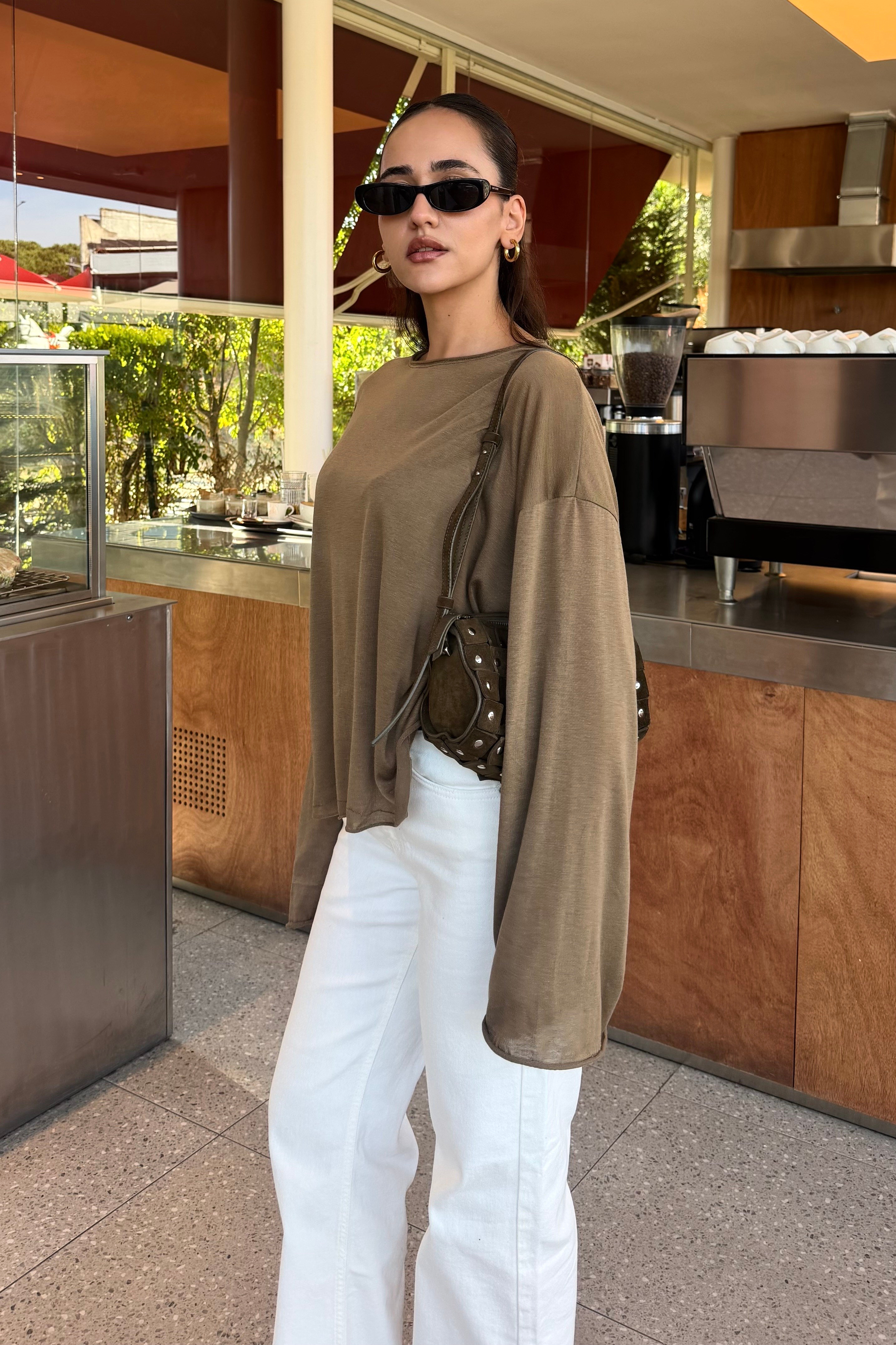 Vizon Transparan İspanyol Kol Bluz - Kadın Bluz Modelleri - Nazliye Moda | Kadın Giyim Modası