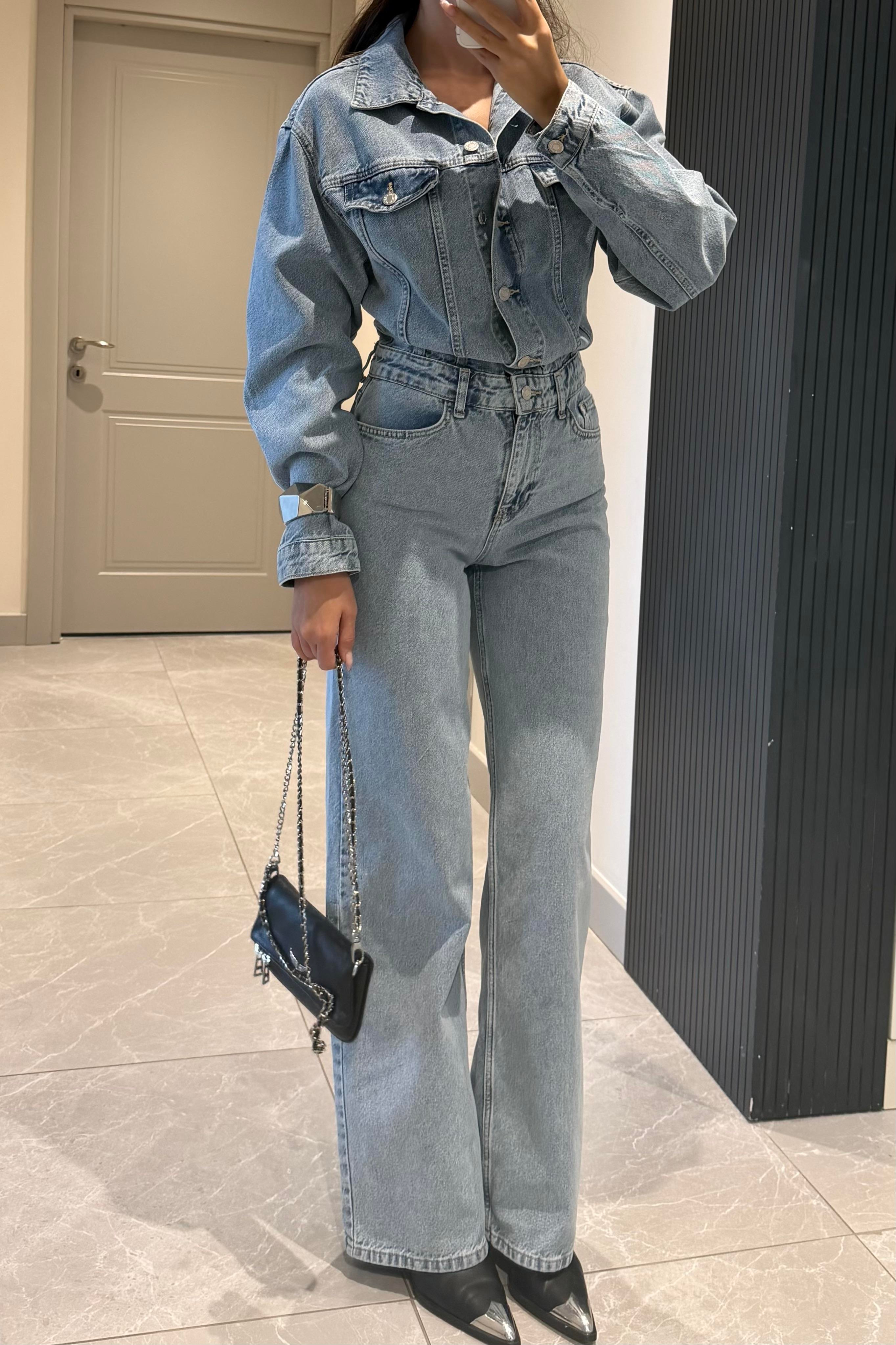 Yıkama Detay Denim Tulum - Kadın Saloped & Tulum Modelleri - Nazliye Moda | Kadın Giyim Modası