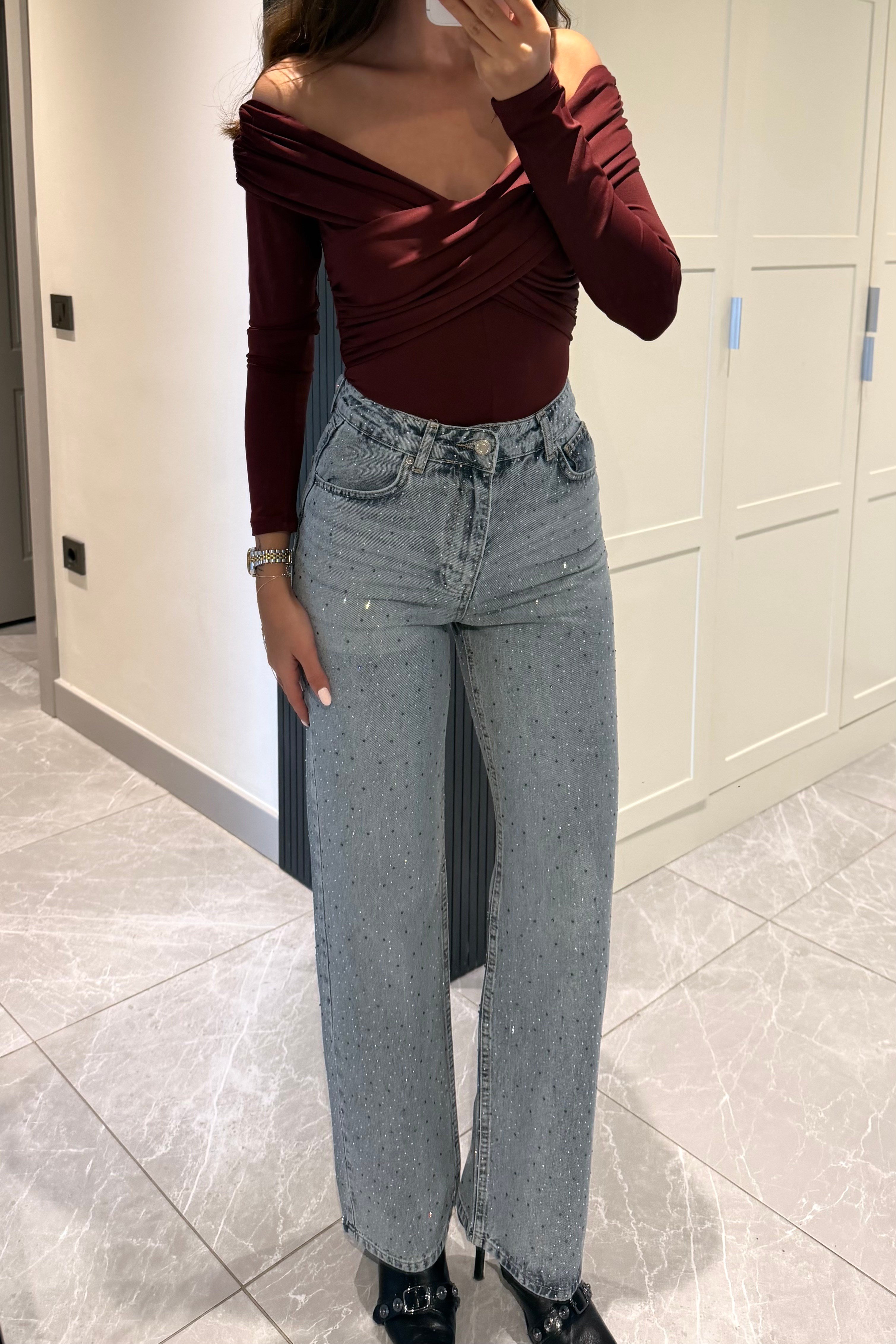 Yıkama Detay Ön Arka Taşlı Premium Jean - Kadın Jeans Modelleri - Nazliye Moda | Kadın Giyim Modası